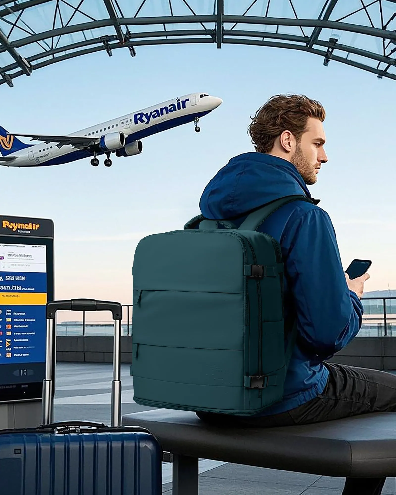 BJLFS Borse da Cabina per Ryanair 40x20x25 Bagaglio a Mano Donna Uomo - immagine 2