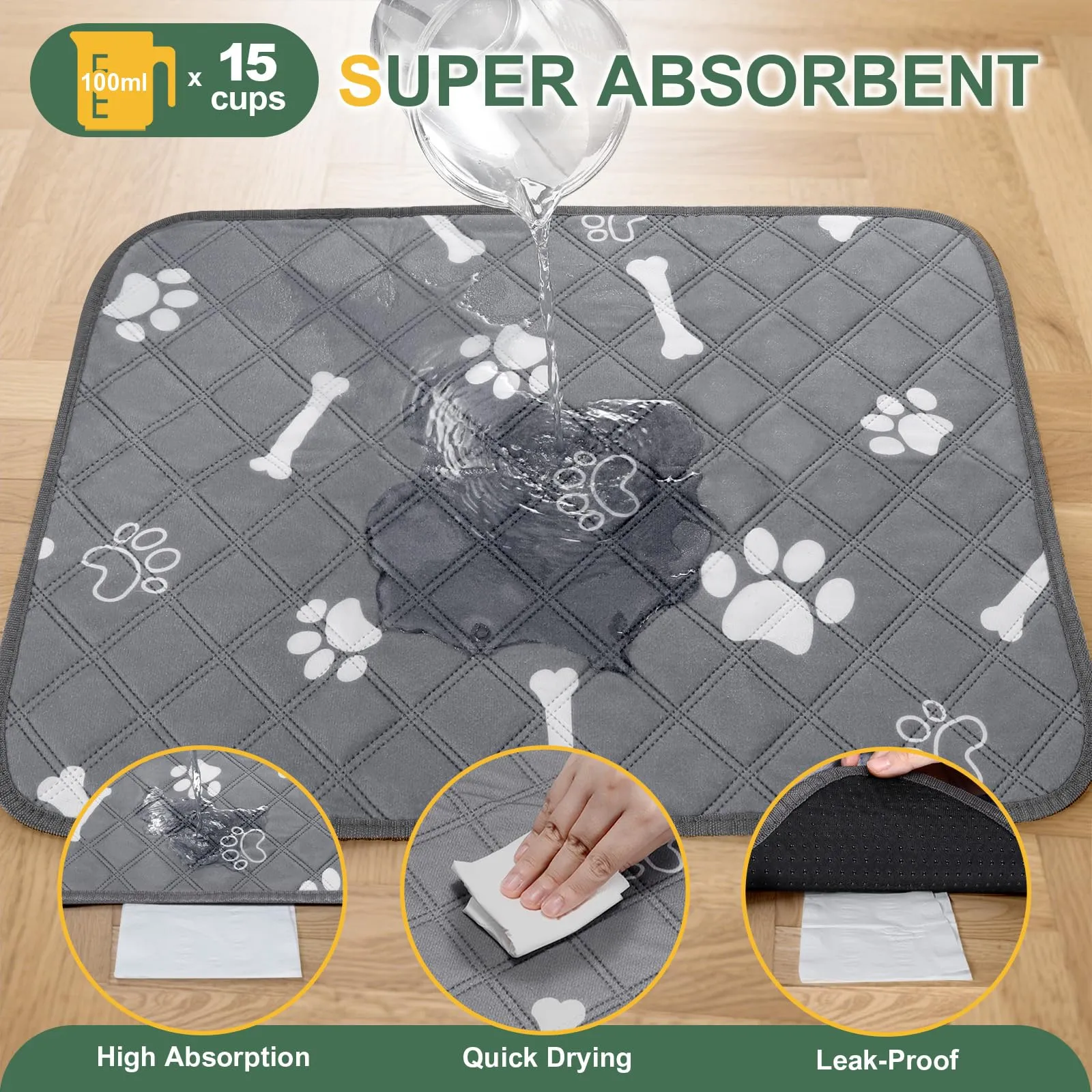 Gimars Tappetini Lavabili per Cani, 60×50 cm, 2 Pezzi - immagine 4