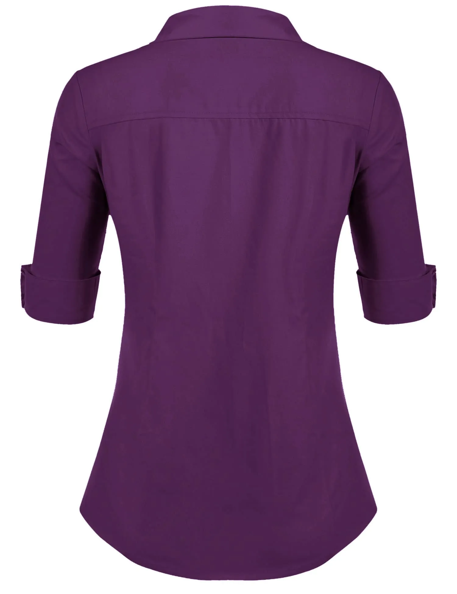 Hotouch Camicetta da Donna Slim Fit in Cotone con Maniche a 3/4 e Scollo a V, Viola, XS - immagine 3