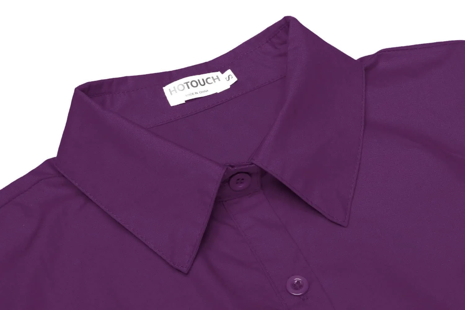 Hotouch Camicetta da Donna in Cotone, Manica a 3/4, Scollo a V, Slim Fit, Viola, L - immagine 4