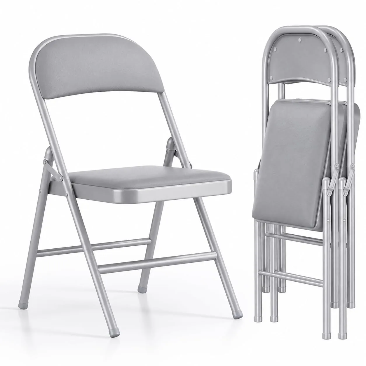 Asdsed Set di 4 Sedie Pieghevoli Imbottite, Portata 160 kg, Grigio - immagine 1