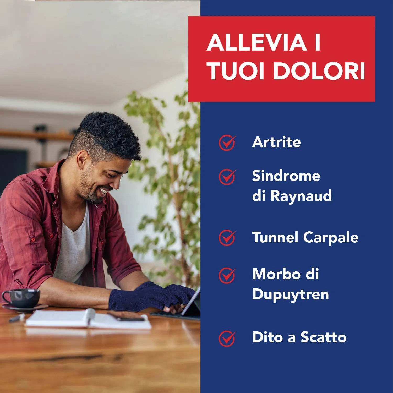 Dr. Arthritis Guanti a Compressione per Artrosi e Tunnel Carpale, Senza Dita, Cotone, Blu Navy, Taglia L, 1 Paio - immagine 6