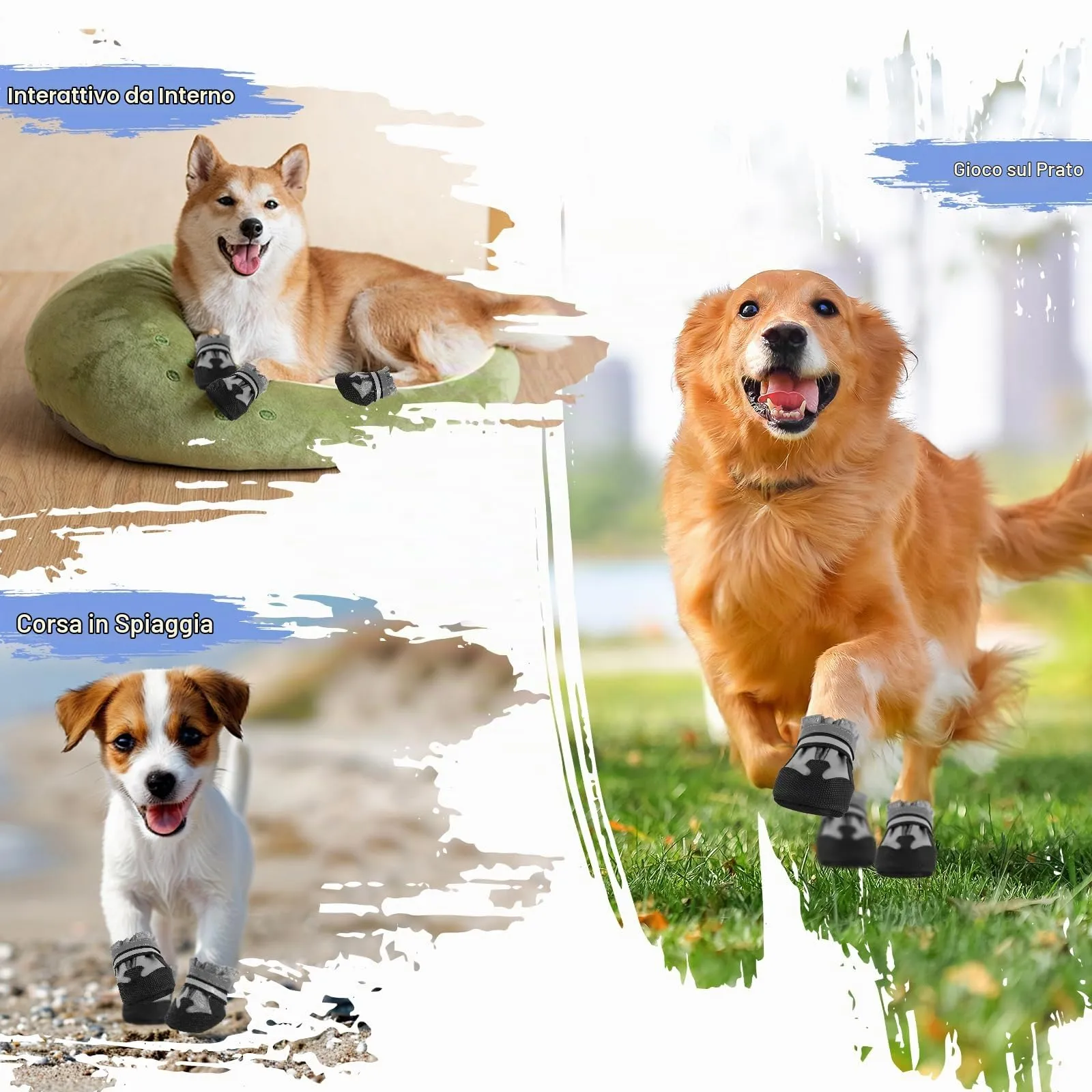 QKURT Stivali per Cani Paw Protector, Impermeabili, Antiscivolo e Regolabili, Grigio, Taglia S - immagine 6