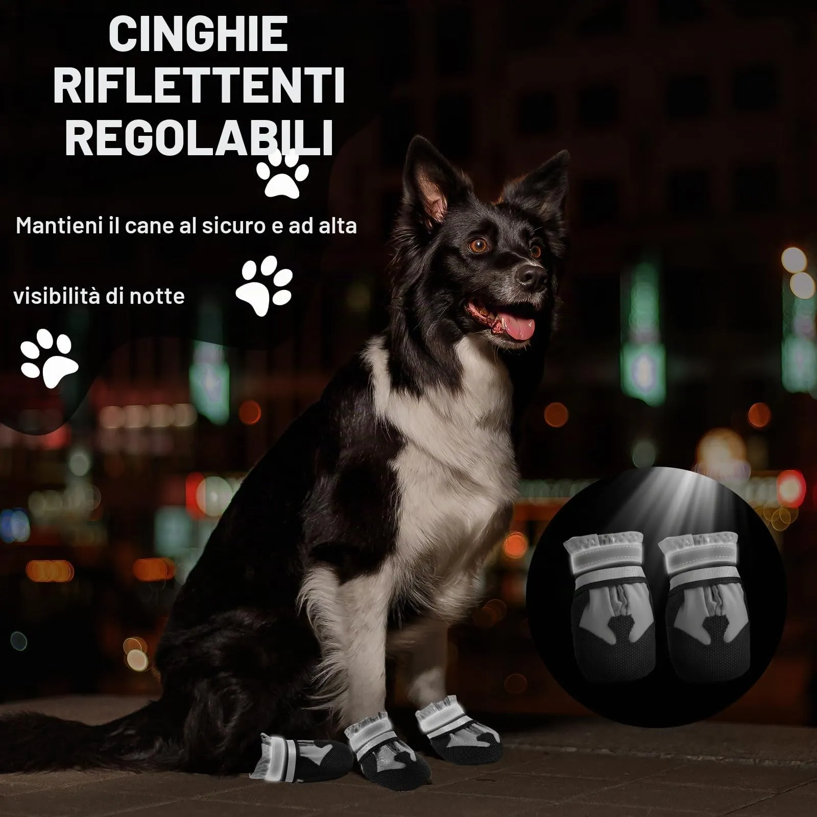 QKURT Stivali per Cani Paw Protector, Impermeabili, Antiscivolo e Regolabili, Grigio, Taglia XXL - immagine 5