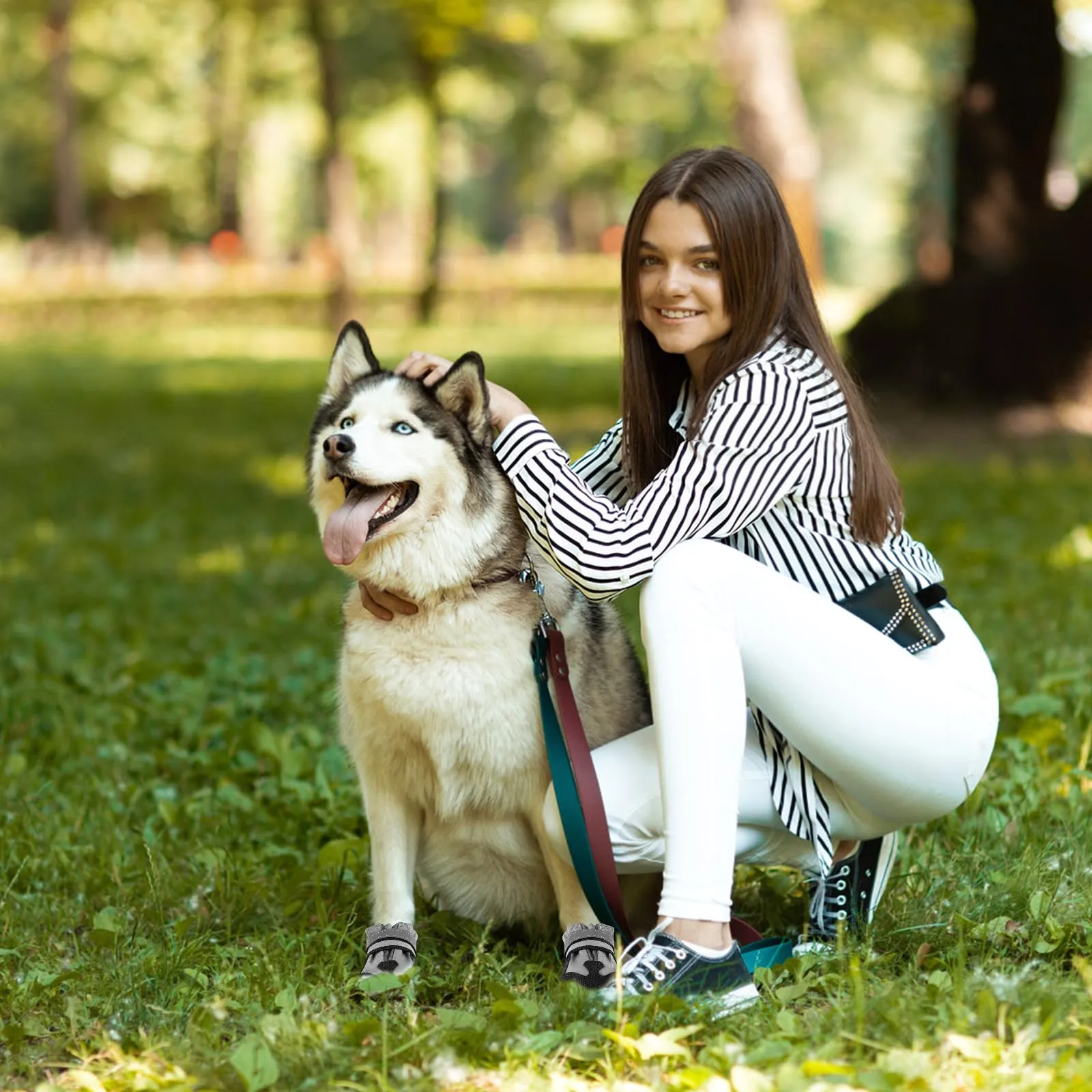 QKURT Stivali per Cani Paw Protector, Impermeabili, Antiscivolo e Regolabili, Grigio, Taglia XXL - immagine 7