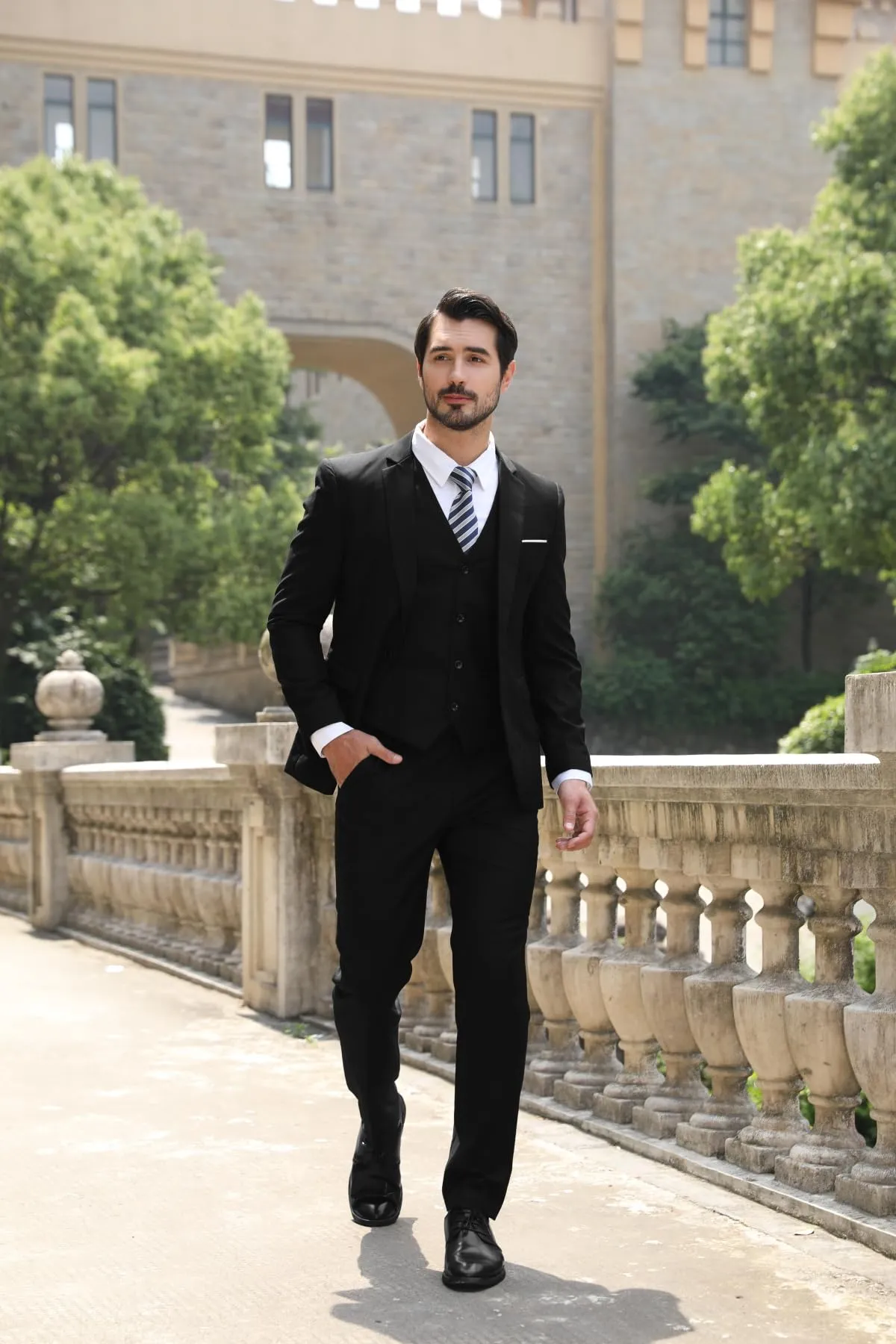 YOUTHUP Abito Uomo 3 Pezzi Slim Fit Blazer Panciotto Pantaloni - immagine 7