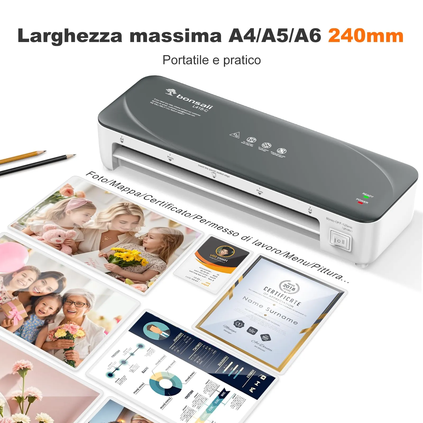 Bonsaii Plastifieuse A4 Blanche L418-CW EU - immagine 5
