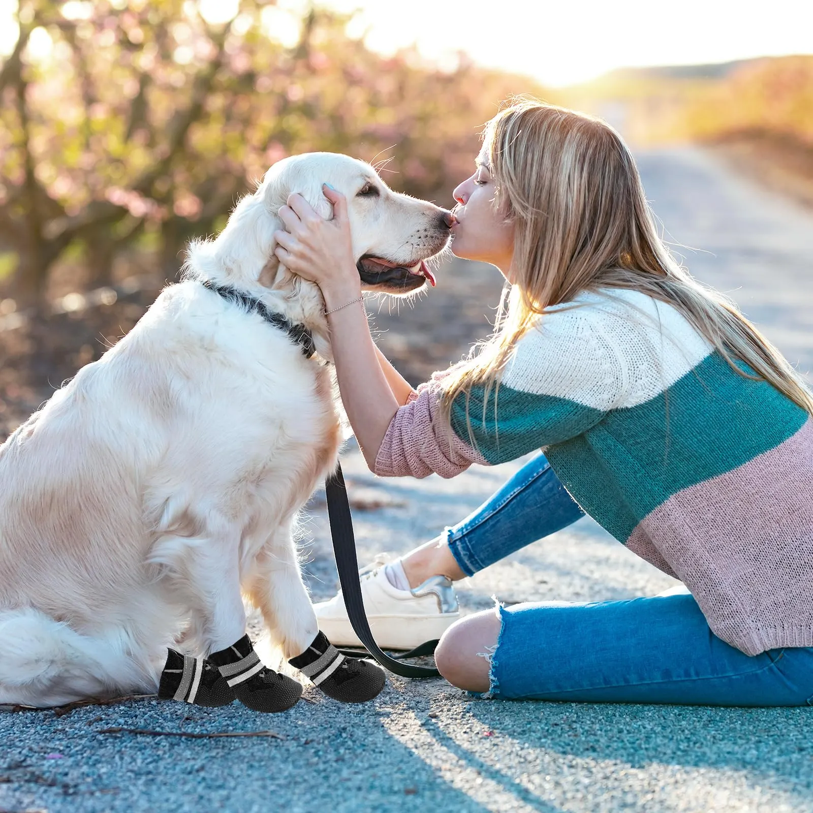 QKURT Stivali per Cani Impermeabili con Cinghie Riflettenti e Suola Antiscivolo, Taglia S, Nero - immagine 7