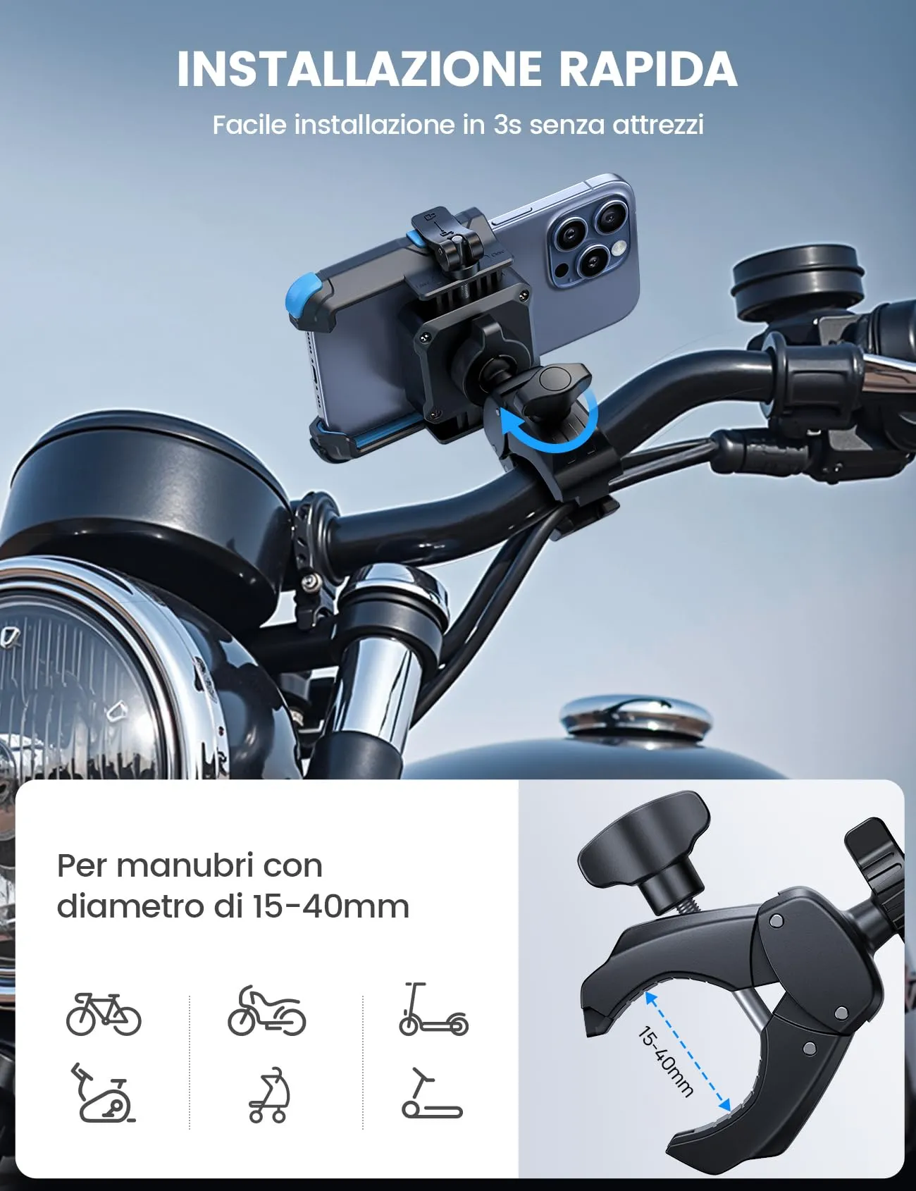 Lamicall Supporto Telefono Bicicletta BP12-EU-BU - immagine 6
