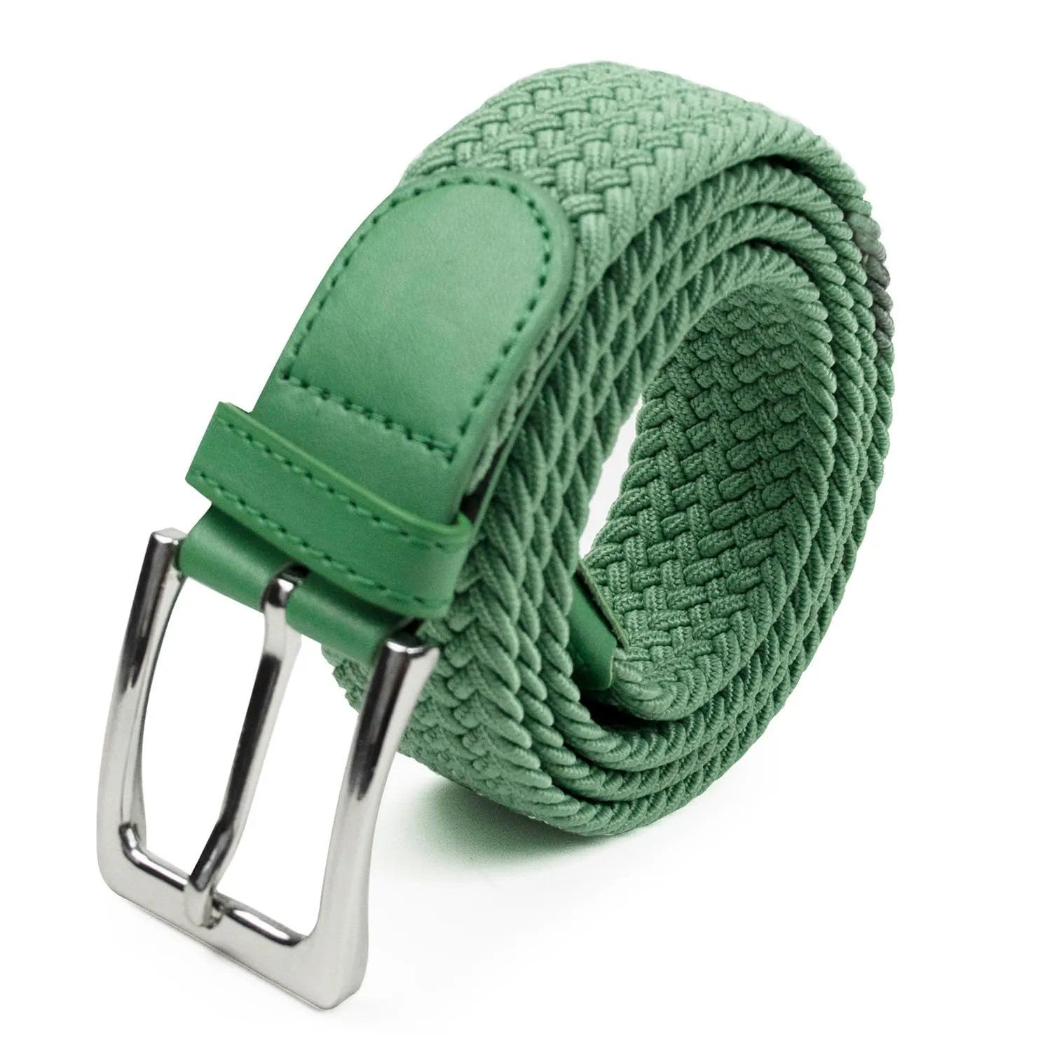 Glamexx24 Cintura elastica intrecciata unisex in tessuto regolabile, 3,5 cm, verde - immagine 1