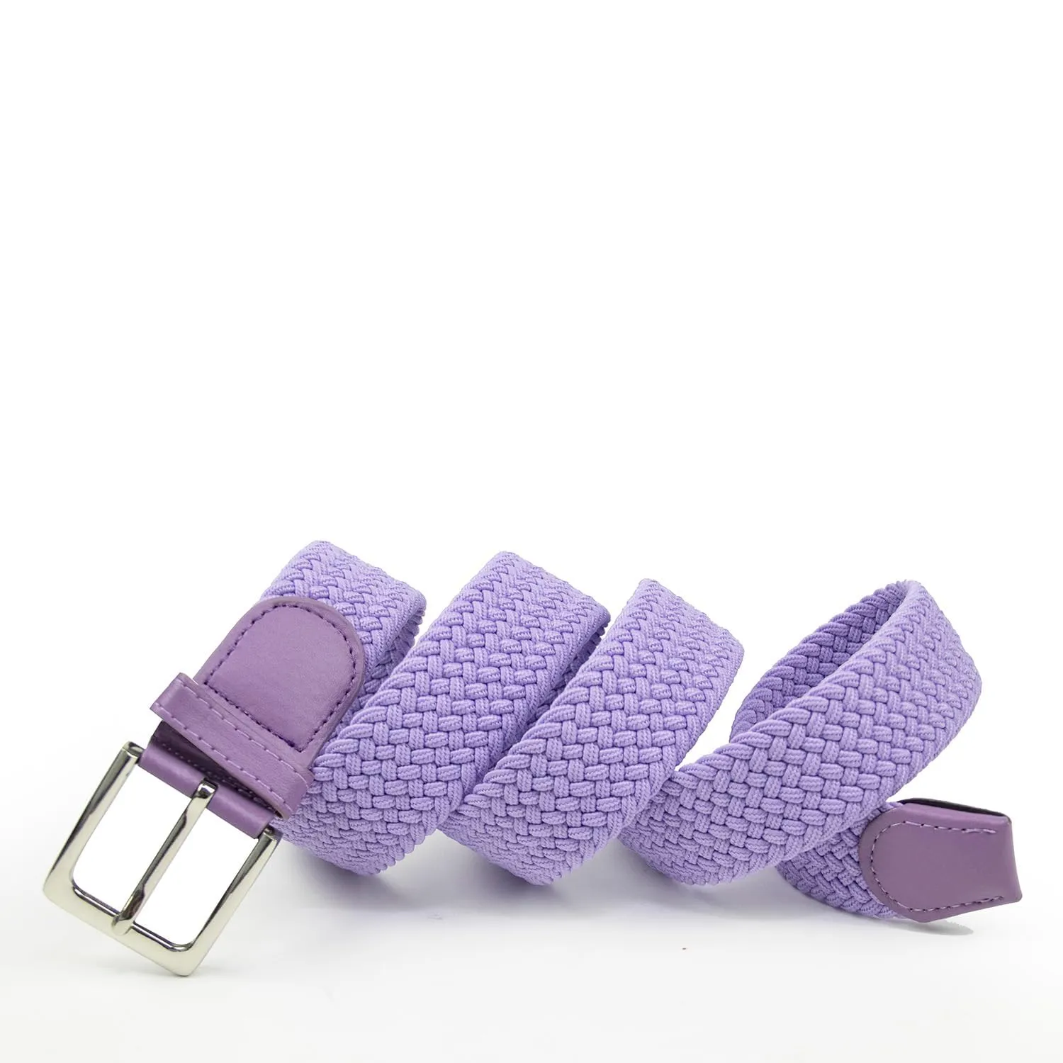 Glamexx24 Cintura Elastica Intrecciata Unisex, Regolabile Senza Fori per Jeans e Pantaloni Casual, 3,5 cm, Viola, 95cm - immagine 2