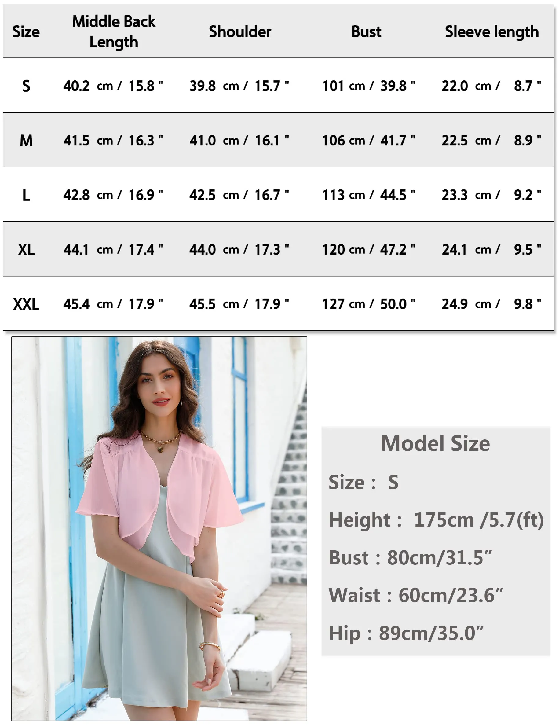 Aottori Coprispalle Donna in Chiffon Rosa, Taglia S - immagine 6
