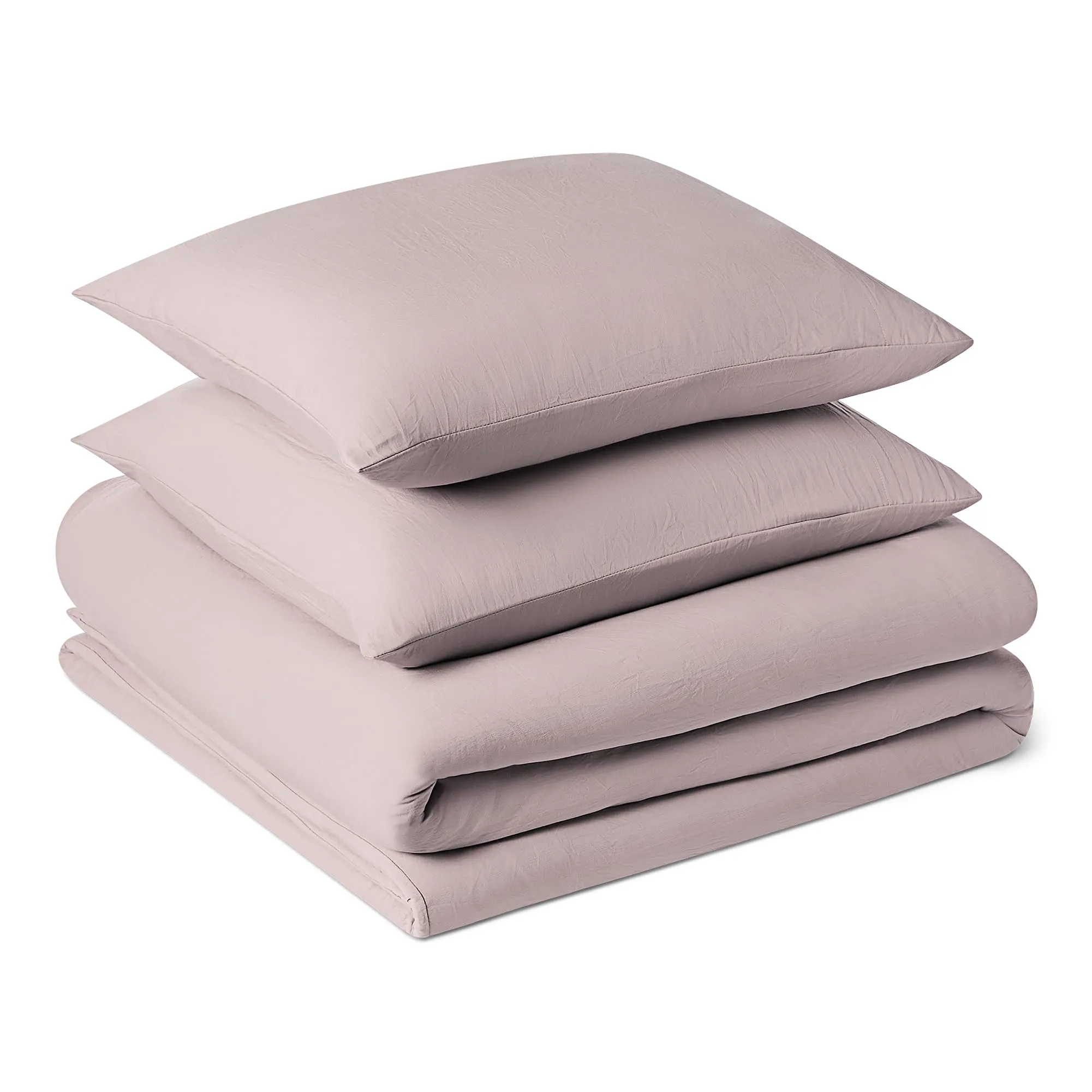 Amazon Basics Set Copripiumino in Microfibra Prelavata, 200x200 cm e 2 Federe 80x80 cm, Viola - immagine 1