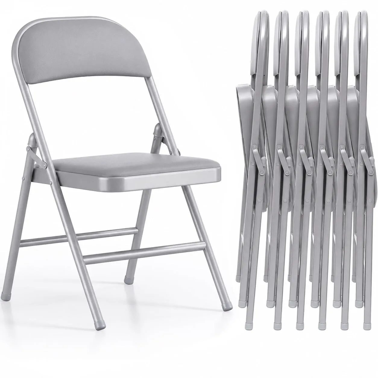 Asdsed Set di 6 Sedie Pieghevoli Imbottite, Portata 160 kg, Grigio - immagine 1