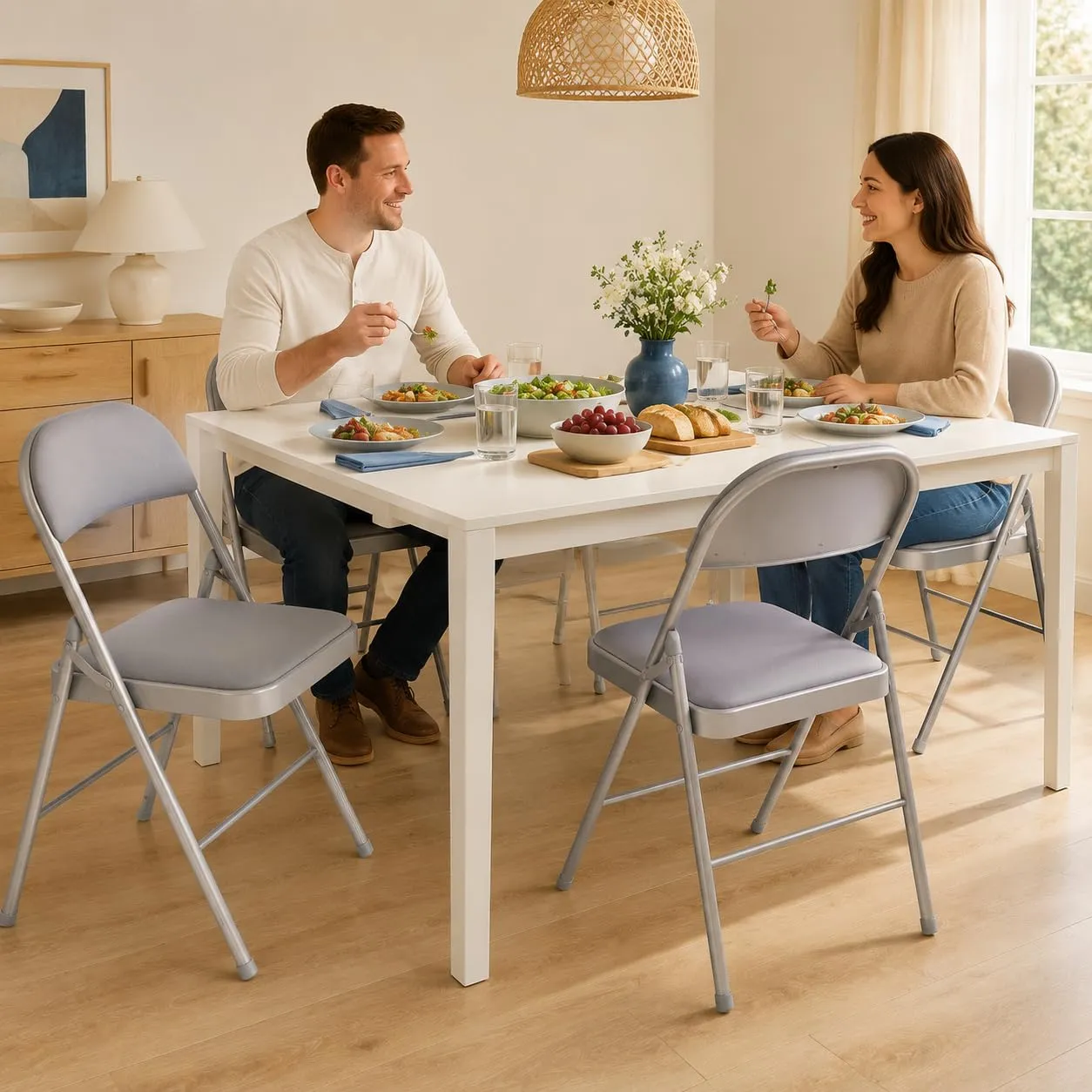 Asdsed Set di 6 Sedie Pieghevoli Imbottite, Portata 160 kg, Grigio - immagine 2