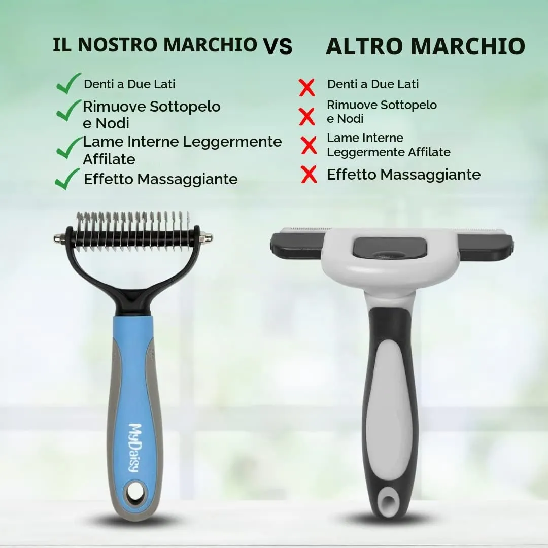MYDAISY Spazzola Cardatore per Cani pelo Lungo, Blu, Taglia L - immagine 2