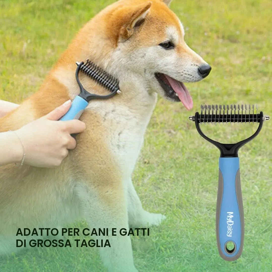 MYDAISY Spazzola Cardatore per Cani pelo Lungo, Blu, Taglia L - immagine 4