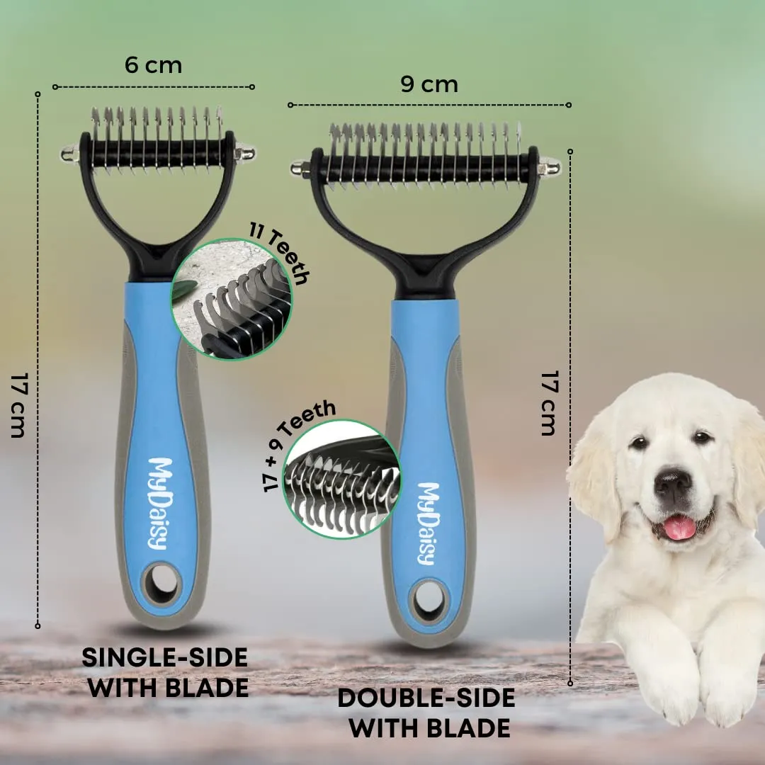 MYDAISY Spazzola Cardatore per Cani pelo Lungo, Blu, Taglia L - immagine 5