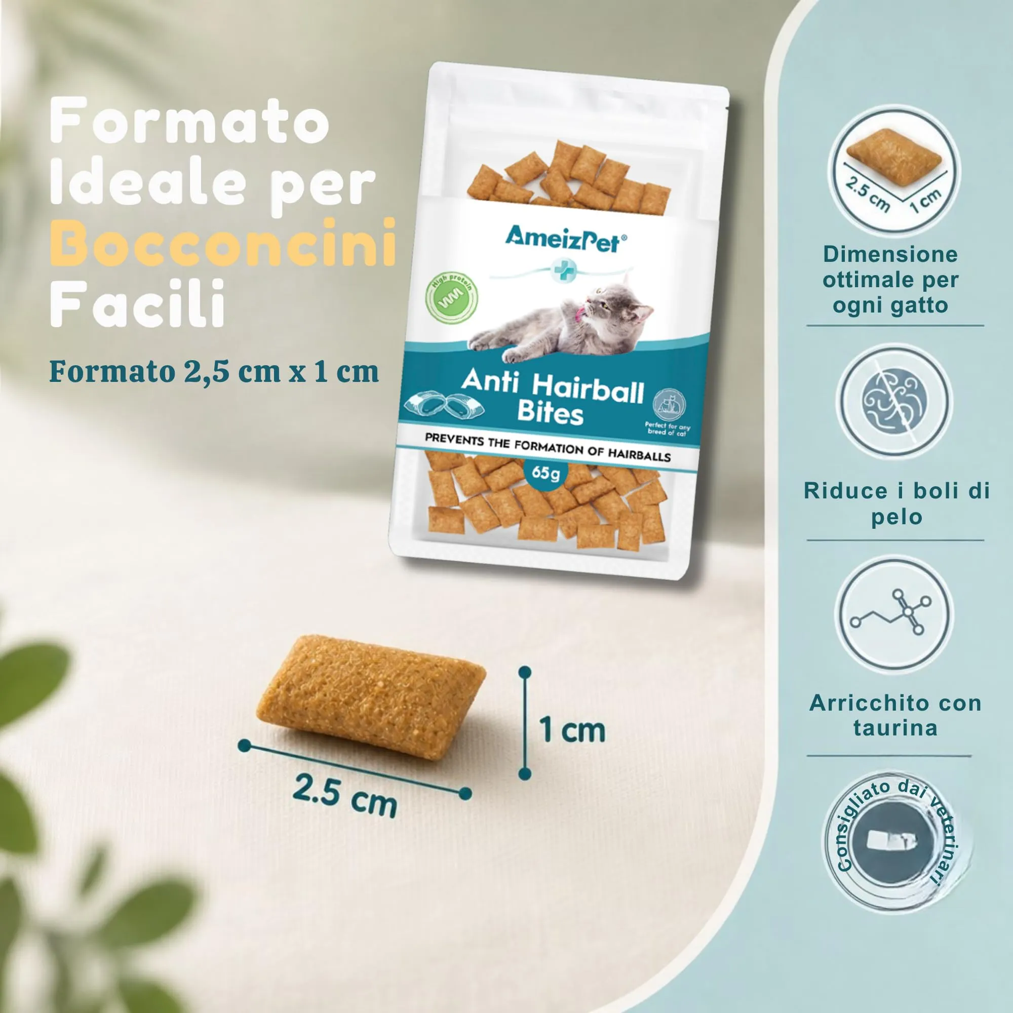 AmeizPet Biscotti Anti Palle di Pelo per Gatti, 65 g - immagine 4