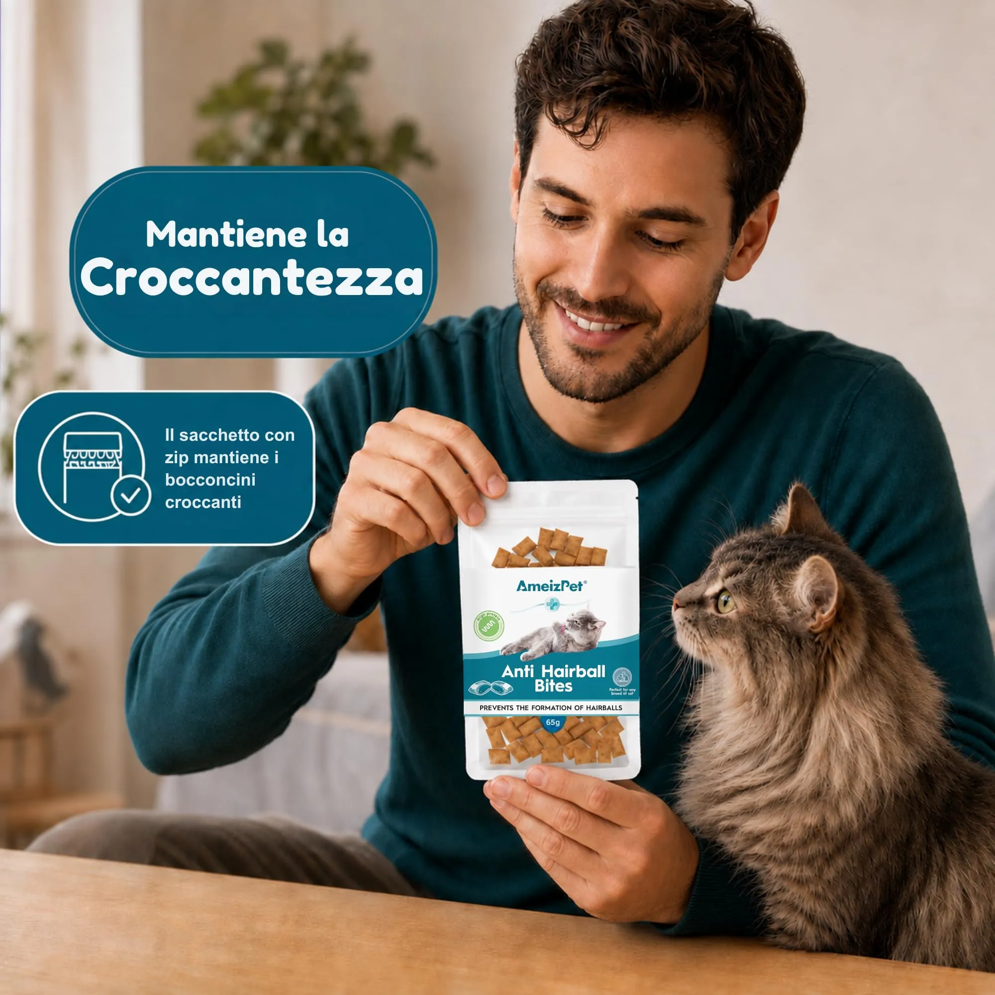 AmeizPet Biscotti Anti Palle di Pelo per Gatti, 65 g - immagine 6