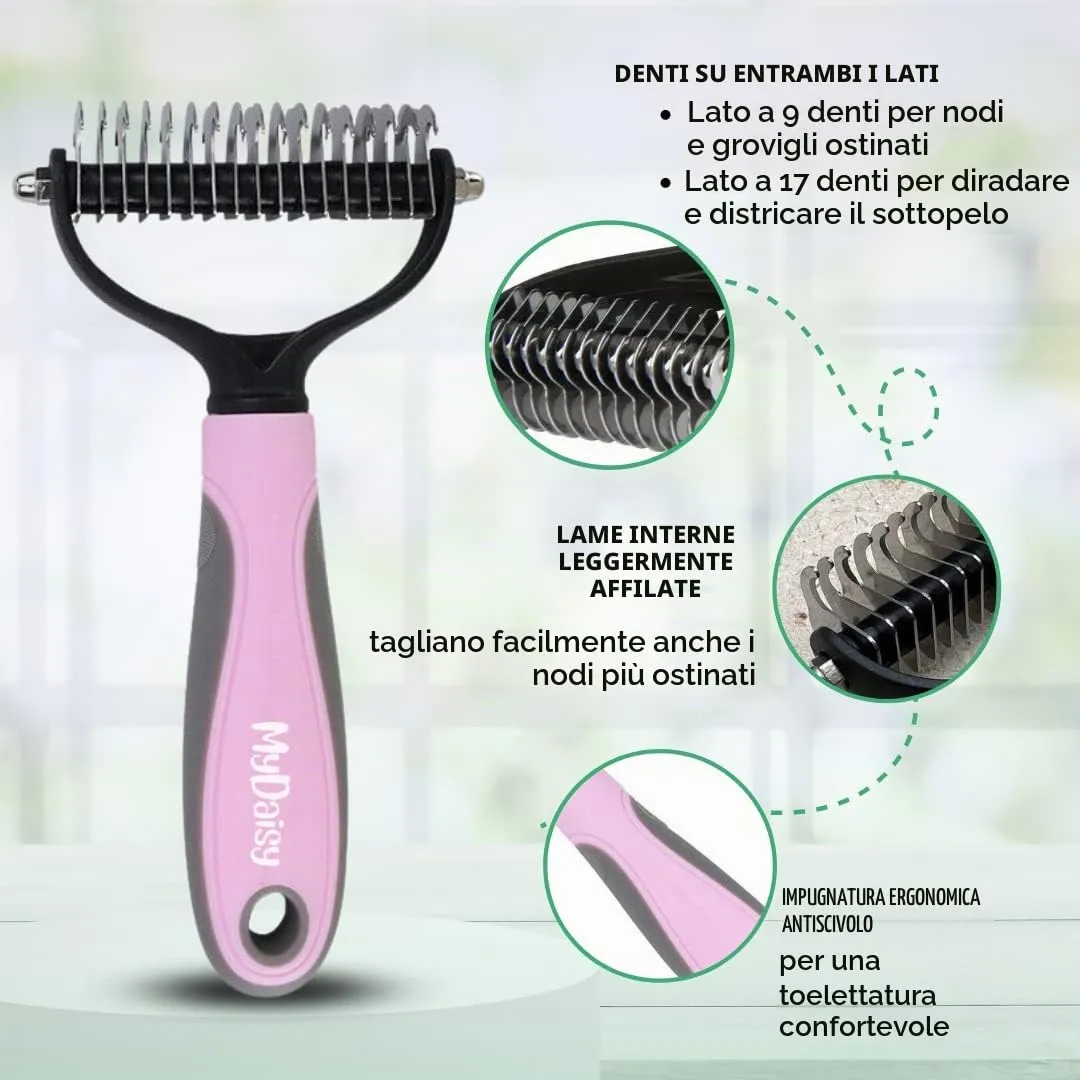 MYDAISY Spazzola Cardatore per Cani a Pelo Lungo, Rosa - immagine 2