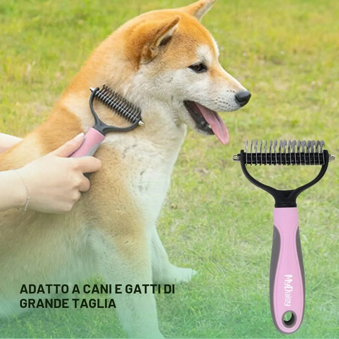 MYDAISY Spazzola Cardatore per Cani a Pelo Lungo, Rosa - immagine 4