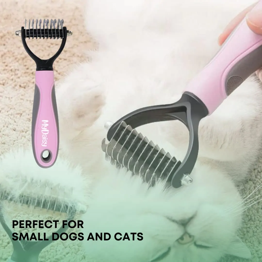 MYDAISY Spazzola Slanatore e Cardatore per Gatti a Pelo Lungo, Rosa - immagine 3