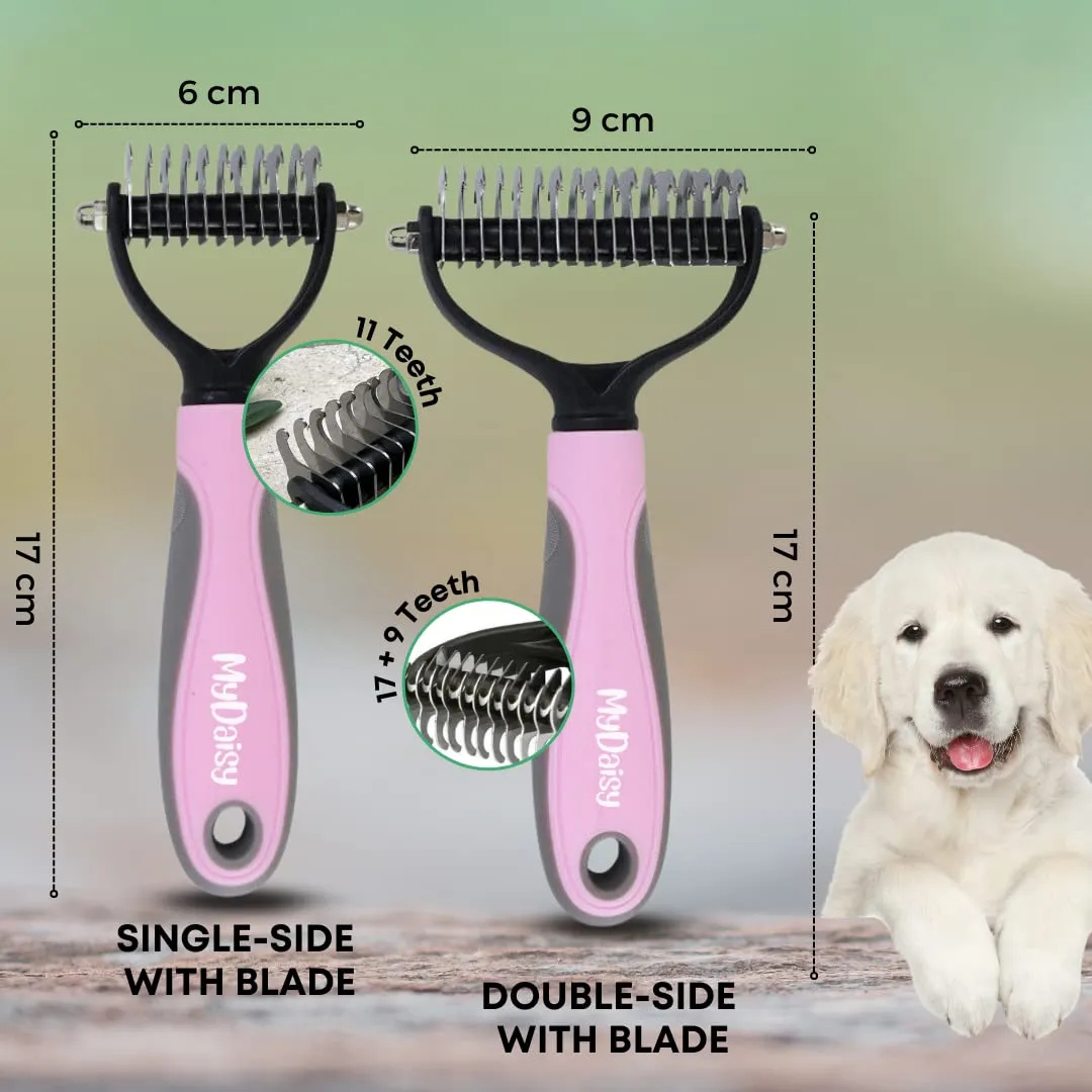 MYDAISY Spazzola Slanatore e Cardatore per Gatti a Pelo Lungo, Rosa - immagine 4
