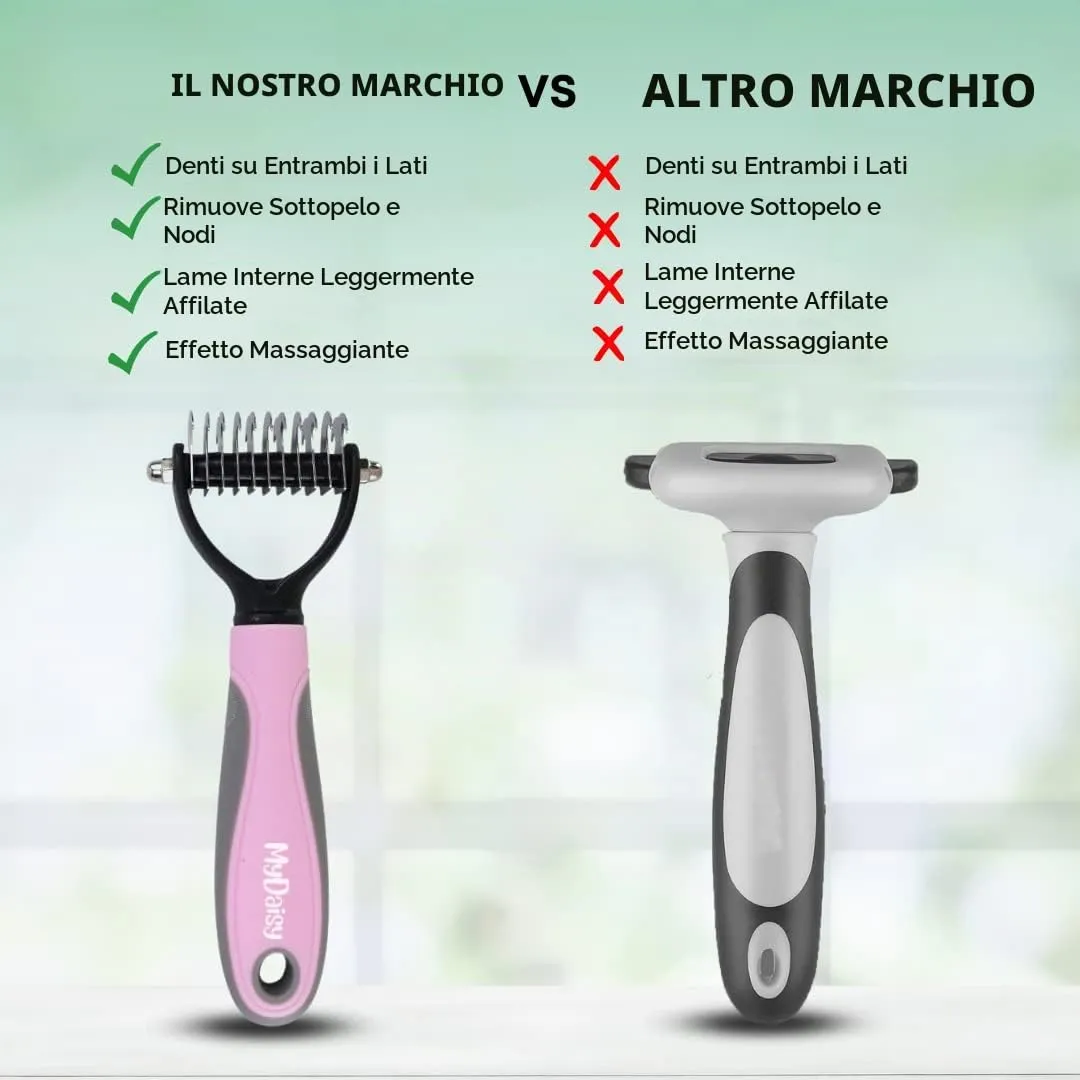 MYDAISY Spazzola Slanatore e Cardatore per Gatti a Pelo Lungo, Rosa - immagine 5