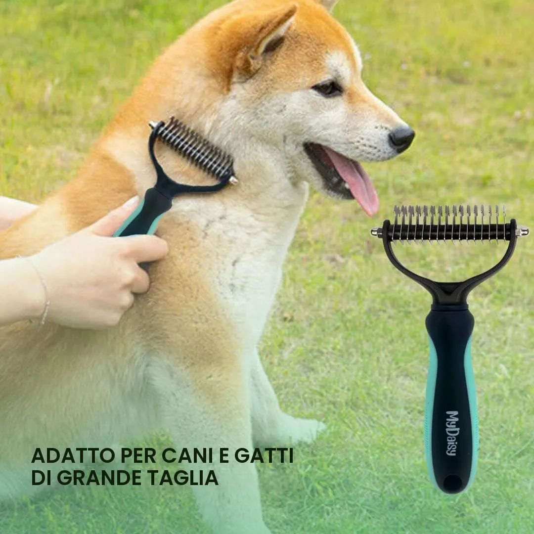 MYDAISY Spazzola Cardatore per Cani a Pelo Lungo, Turchese, Taglia L - immagine 4