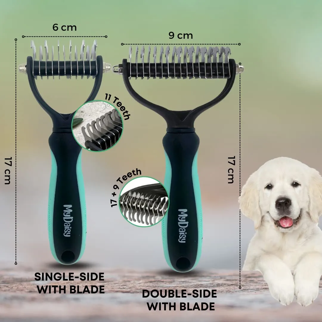 MYDAISY Spazzola Cardatore per Cani a Pelo Lungo, Turchese, Taglia L - immagine 5