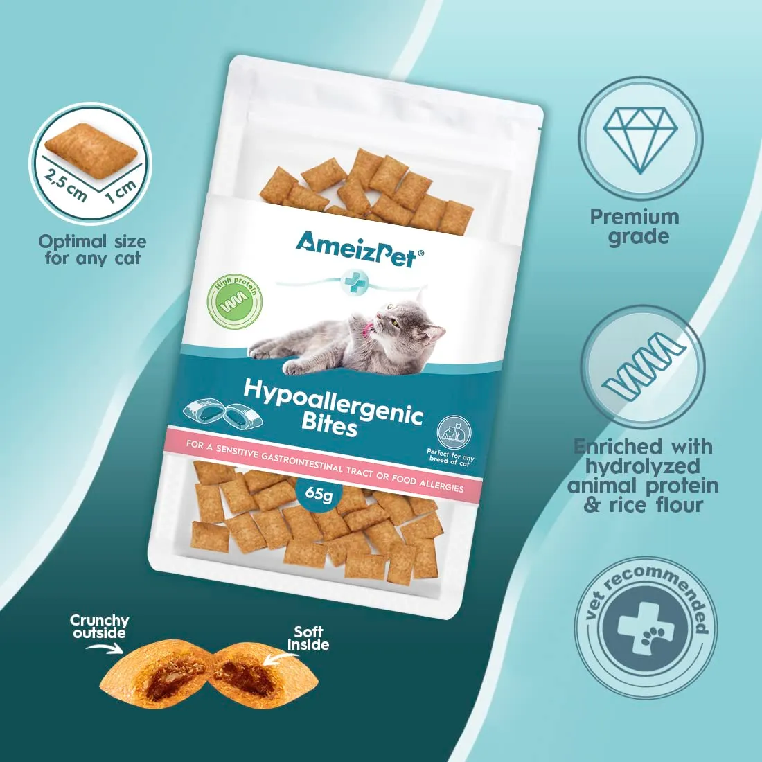 AmeizPet Biscotti Ipoallergenici per Gatti, 65 g - immagine 2