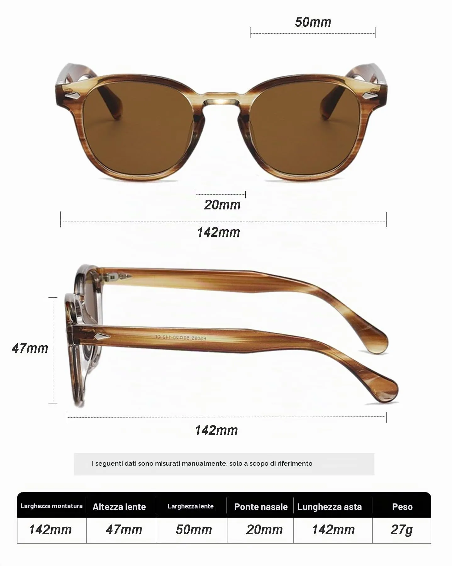 LHSDMOAT Occhiali da sole sportivi vintage anni '70 rotondi UV400 stile Depp TR5095K - immagine 6