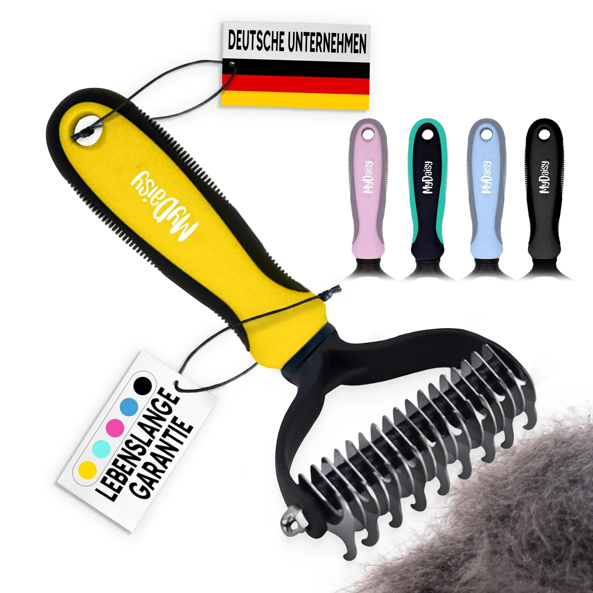 MYDAISY Spazzola Cardatore per Cani pelo Lungo, Gialla, L - immagine 1
