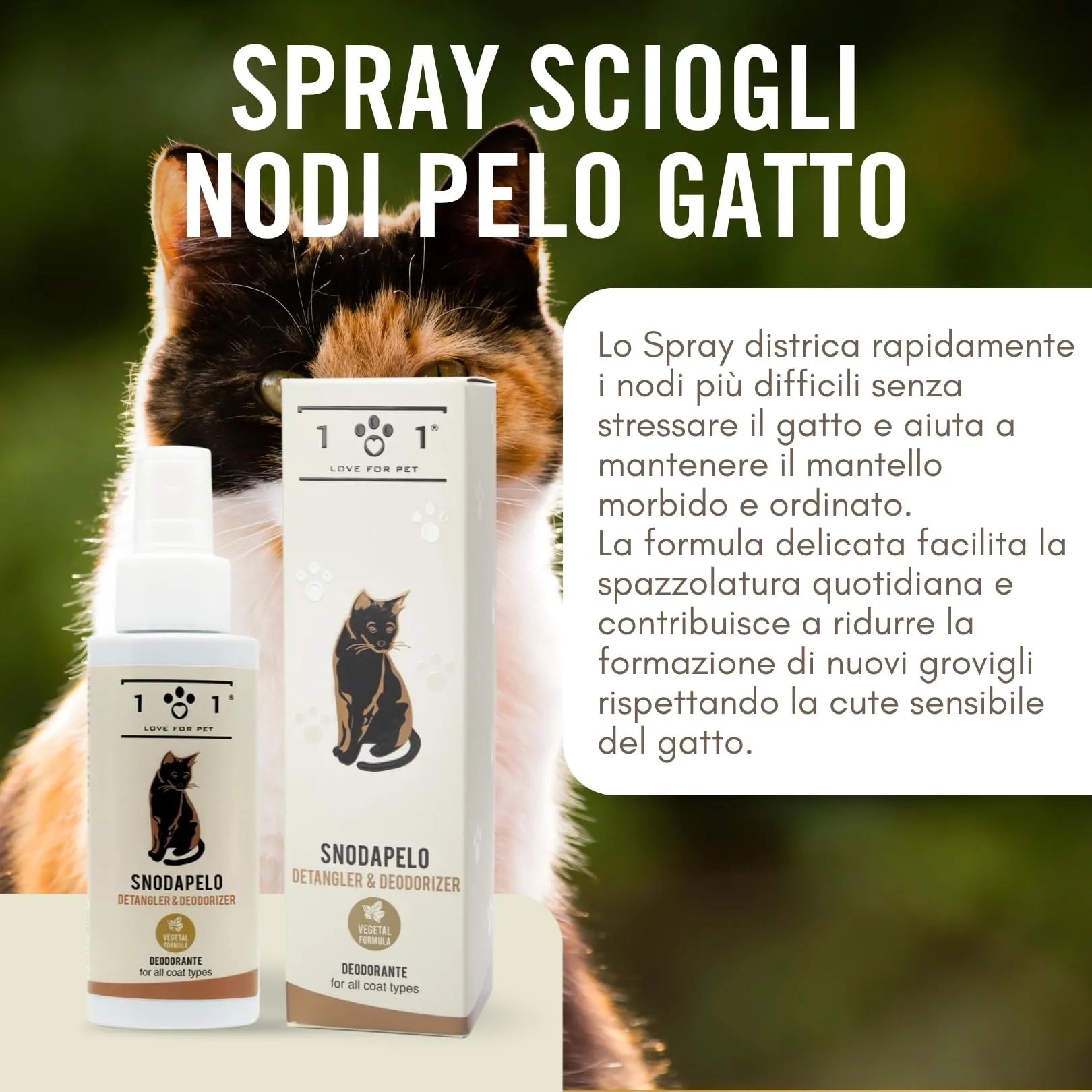 101 love for pet Snoda Pelo, Sciogli Nodi e Districante per Gatti, 100ml - immagine 2
