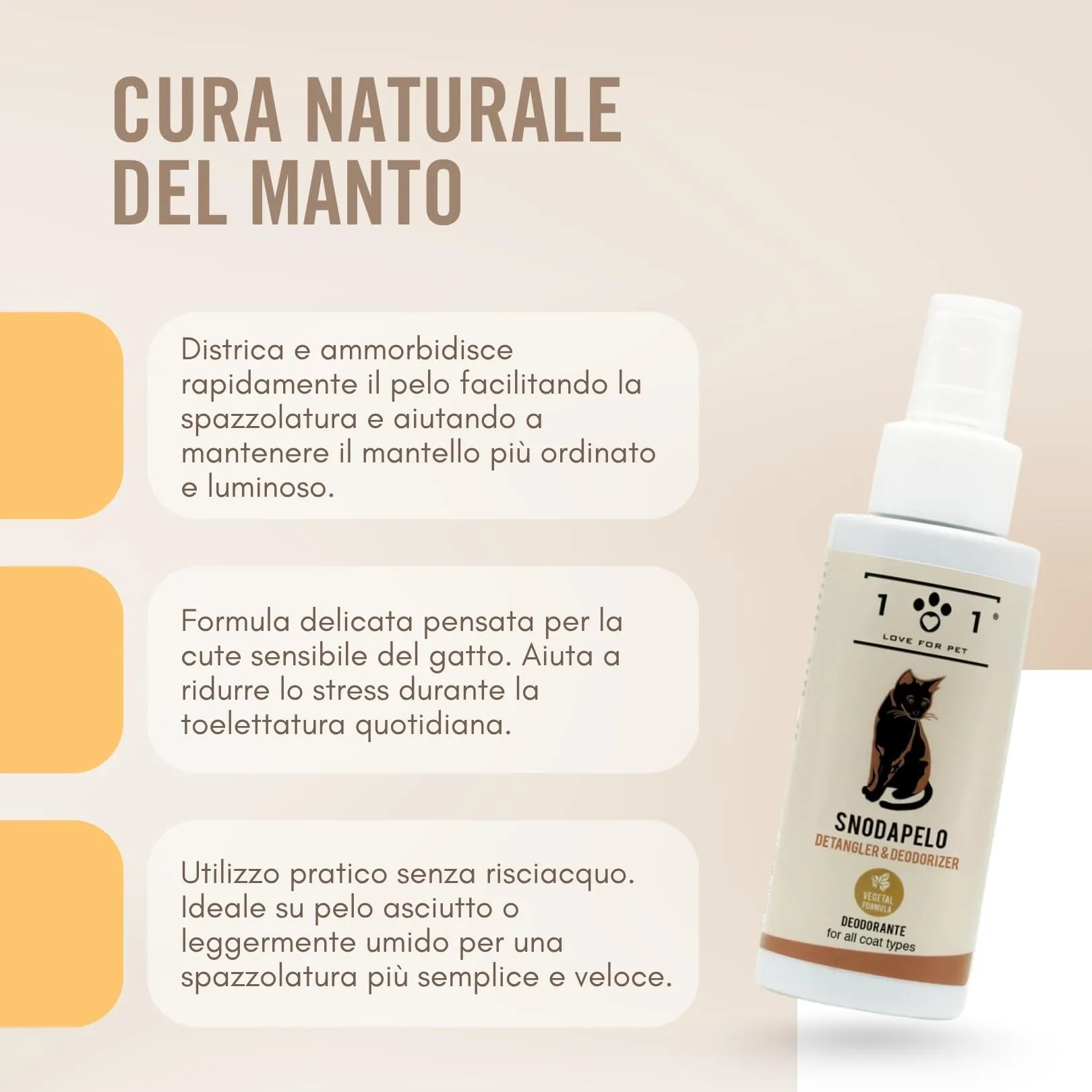 101 love for pet Snoda Pelo, Sciogli Nodi e Districante per Gatti, 100ml - immagine 4
