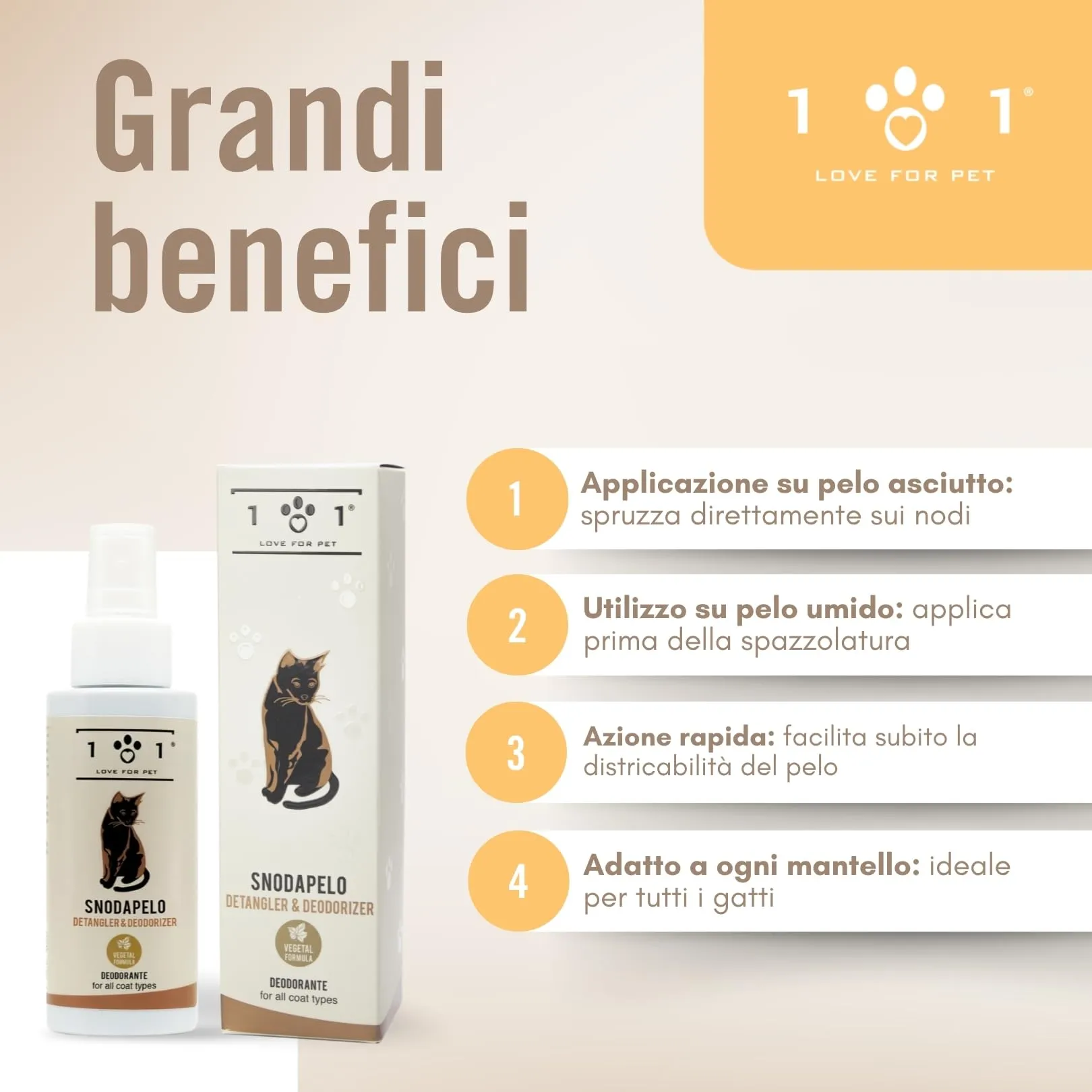 101 love for pet Snoda Pelo, Sciogli Nodi e Districante per Gatti, 100ml - immagine 5