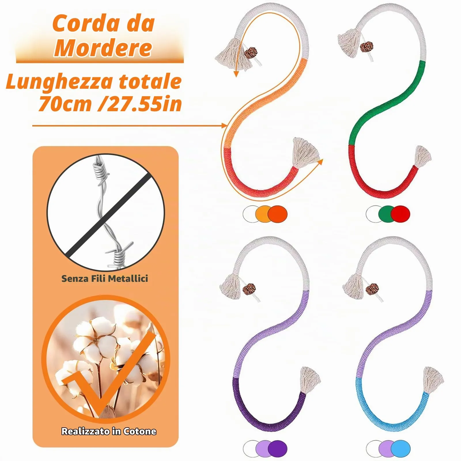 soodyoow 4 Giochi Interattivi per Gatti, Corda da Mordere e Bastoncini per Cura Dentale e Pulizia della Bocca - immagine 2