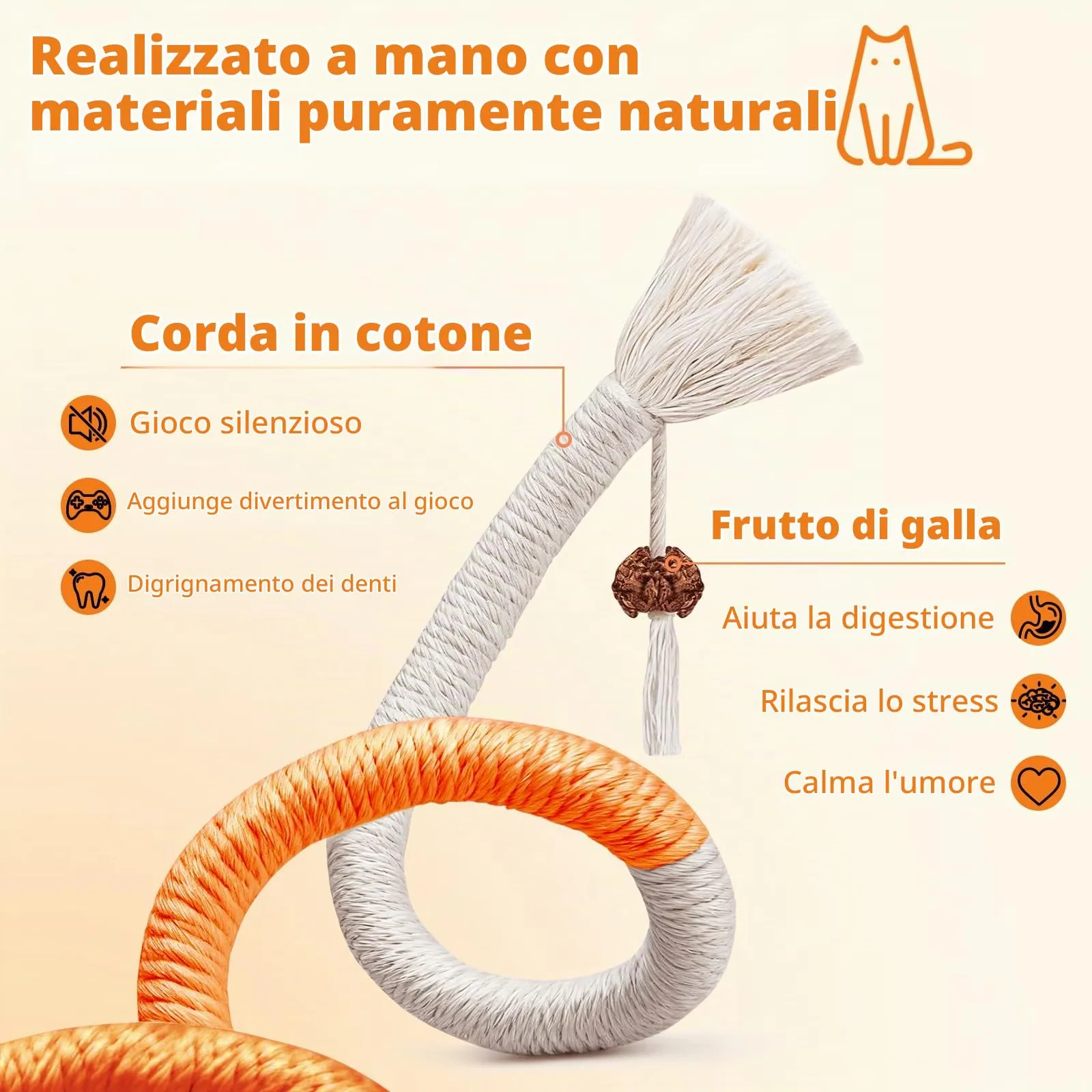 soodyoow 4 Giochi Interattivi per Gatti, Corda da Mordere e Bastoncini per Cura Dentale e Pulizia della Bocca - immagine 3