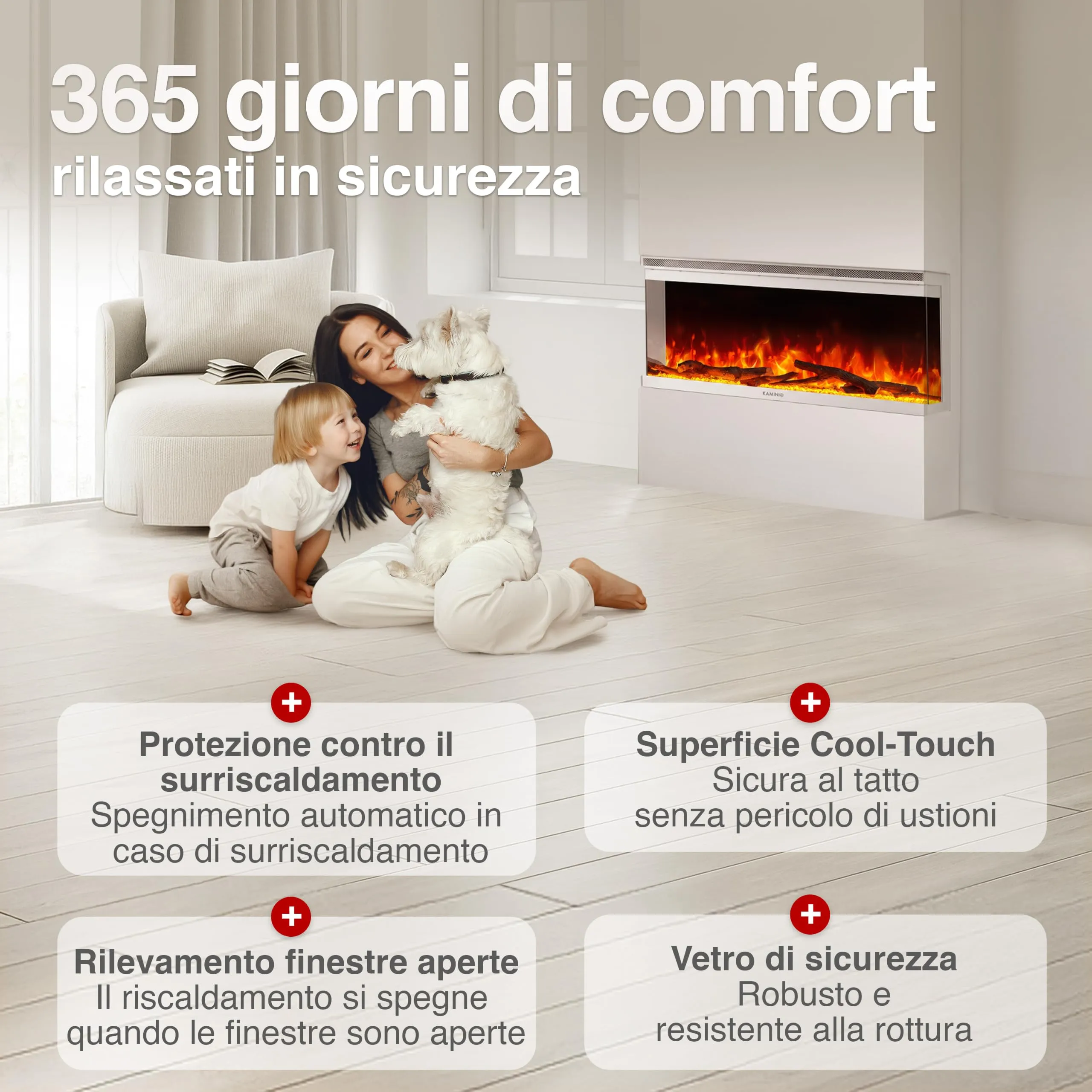 KAMINIO Lea PRO 36 Camino Elettrico EF04-W Bianco - immagine 5