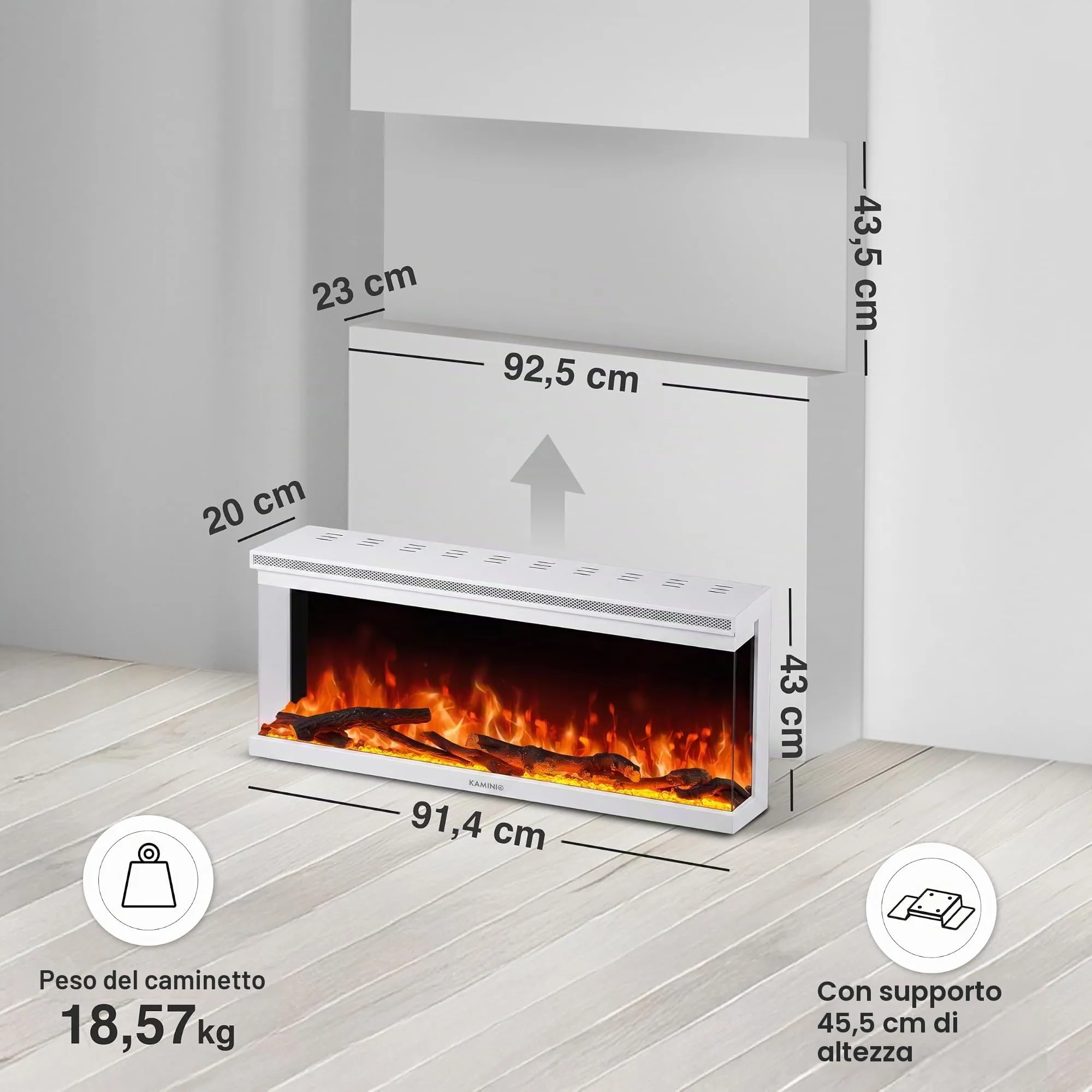KAMINIO Lea PRO 36 Camino Elettrico EF04-W Bianco - immagine 6