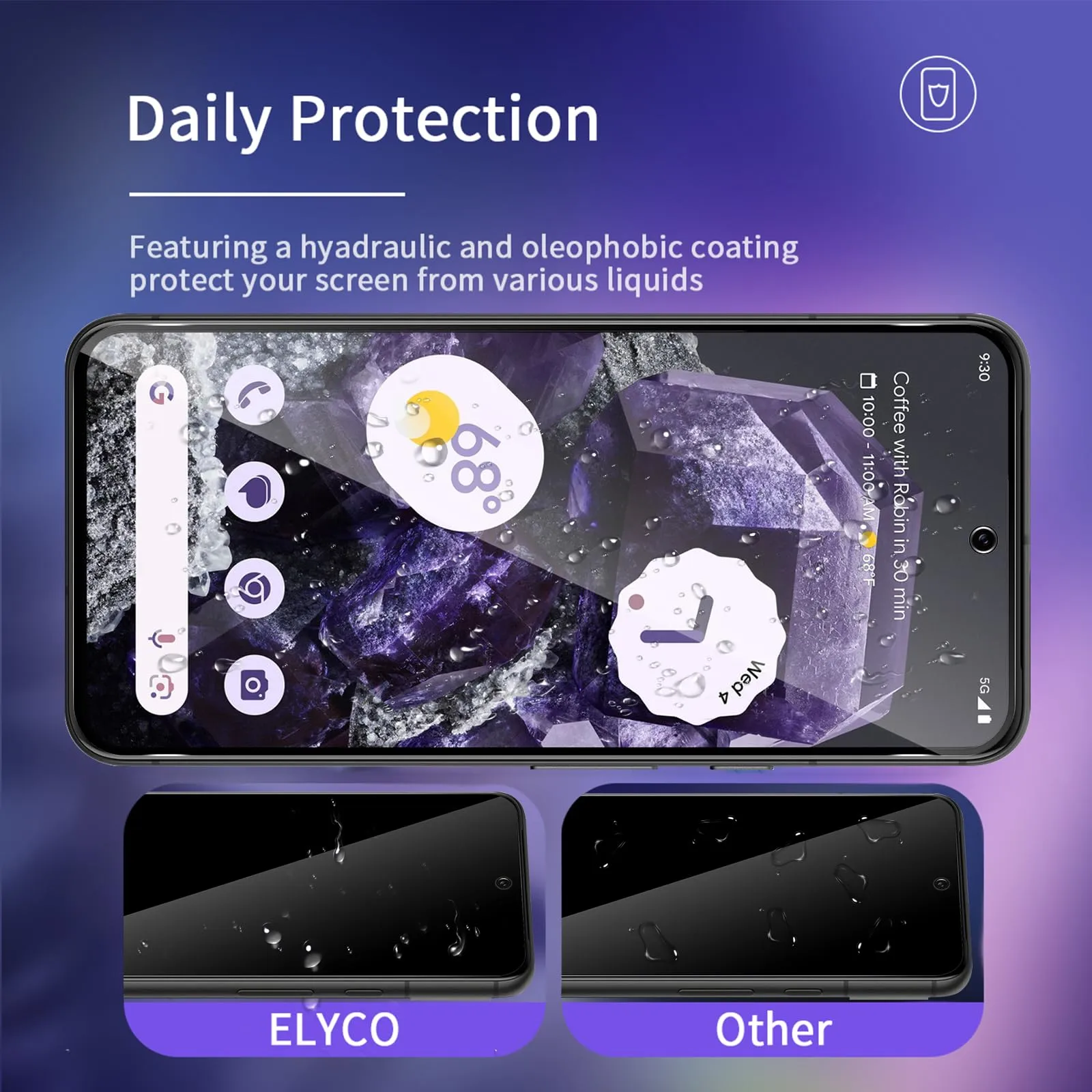 ELYCO Vetro Temperato Privacy per Google Pixel 8, 2+2 Pezzi - immagine 4
