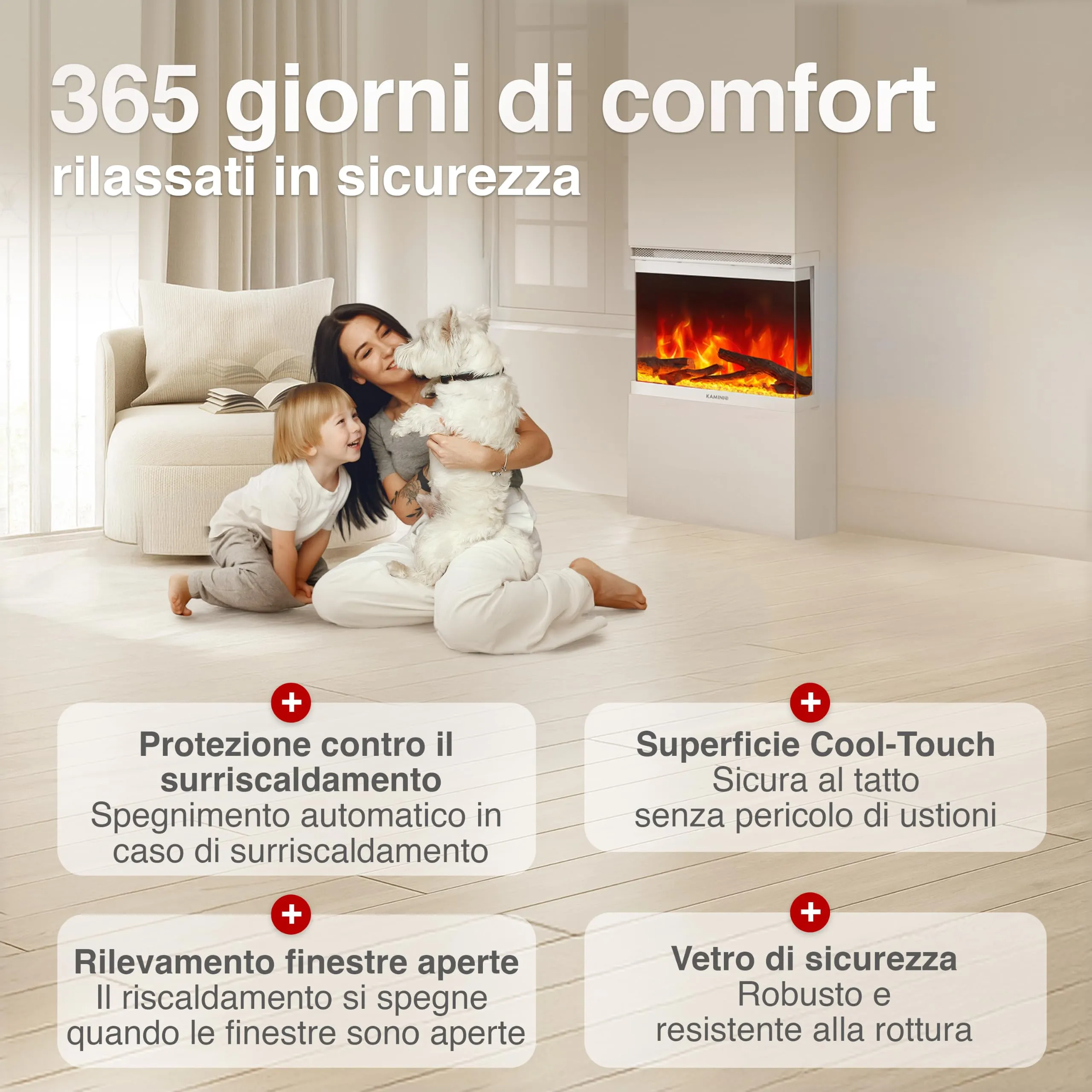 KAMINIO Lea PRO 30 Camino Elettrico da Incasso, Parete o Appoggio - immagine 5