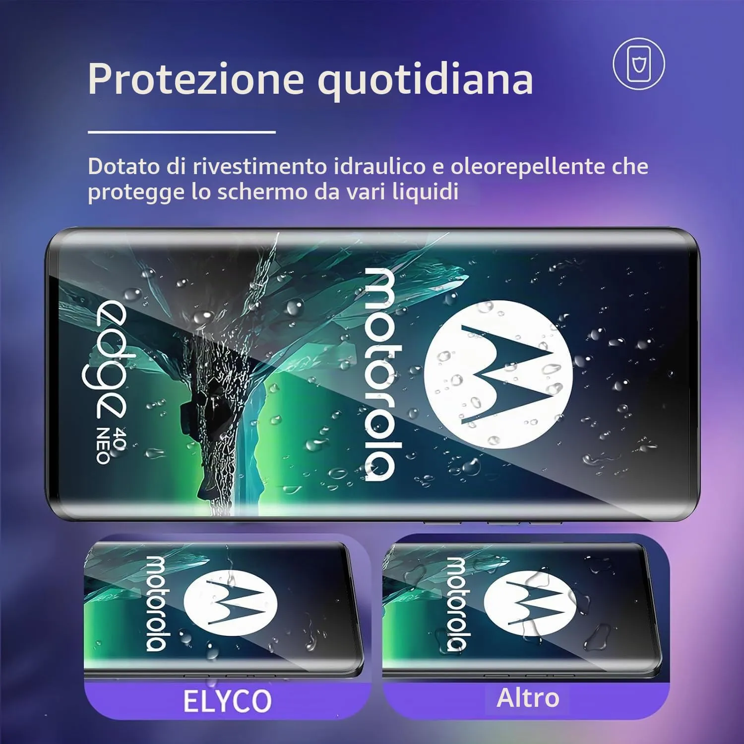 ELYCO Vetro Temperato per Motorola Moto Edge 40 Neo, 2+2 Pezzi - immagine 2