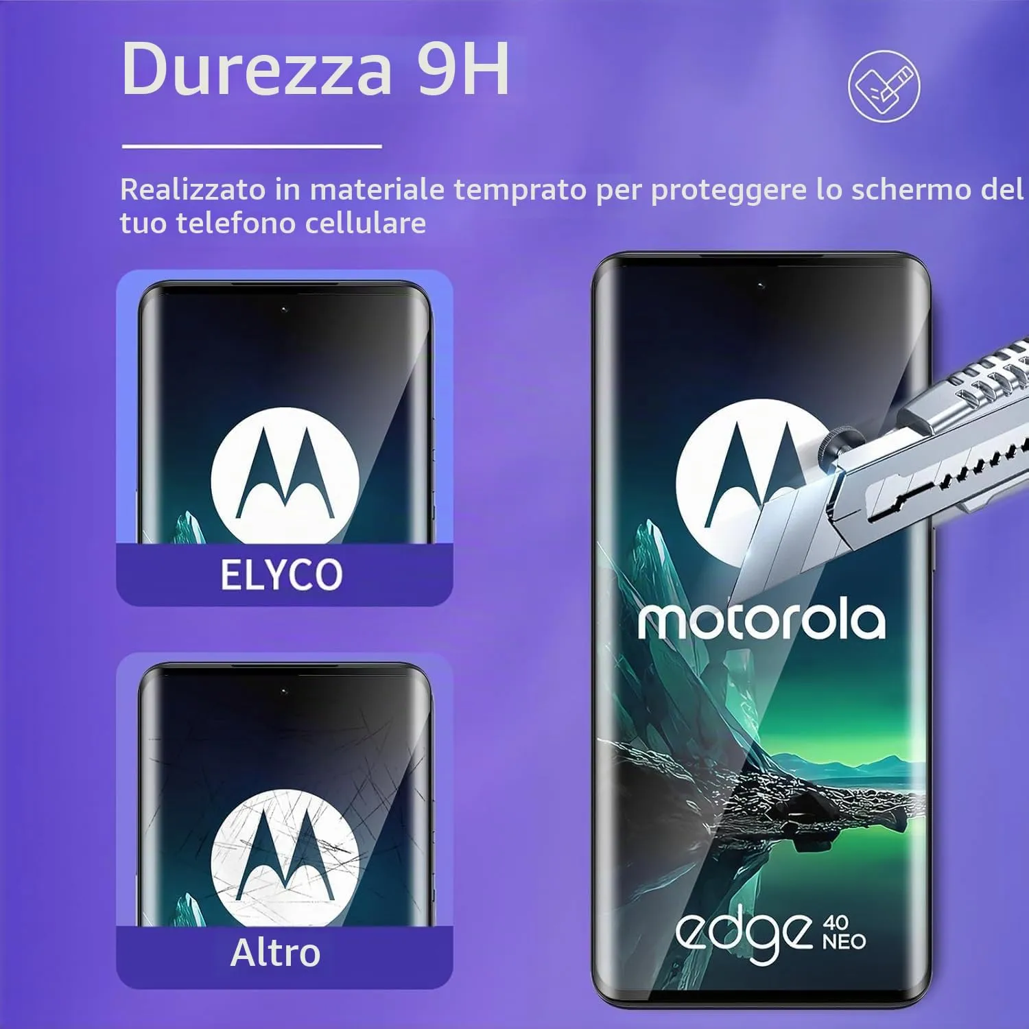 ELYCO Vetro Temperato per Motorola Moto Edge 40 Neo, 2+2 Pezzi - immagine 3