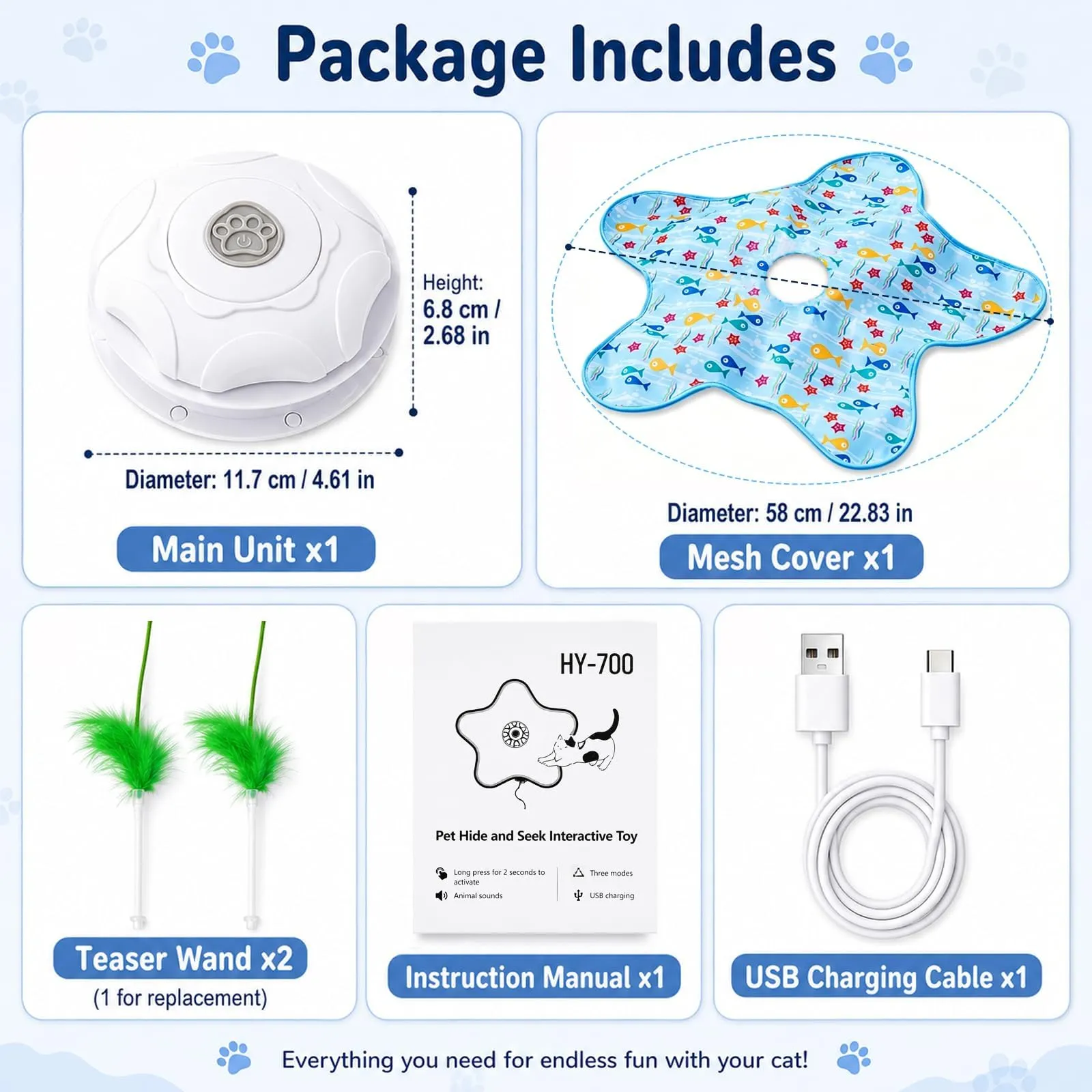 soodyoow Giocattolo Interattivo per Gatti a forma di pesce, USB Ricaricabile, Blu - immagine 2