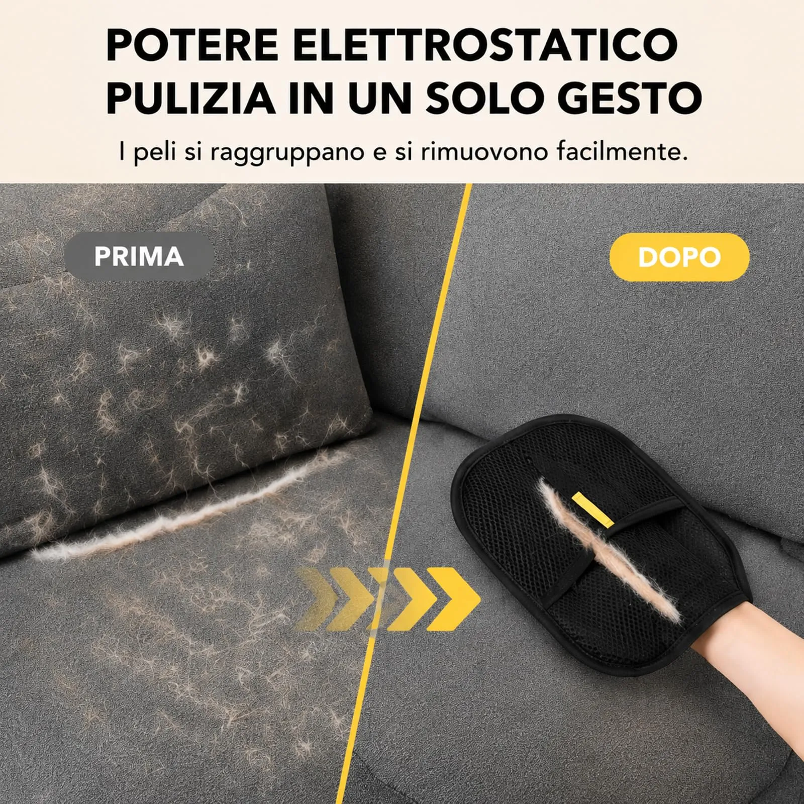 Skimys Guanto Rimuove Peli per Cani e Gatti, Riutilizzabile ed Ecologico per Vestiti e Divani (1 pz) - immagine 2