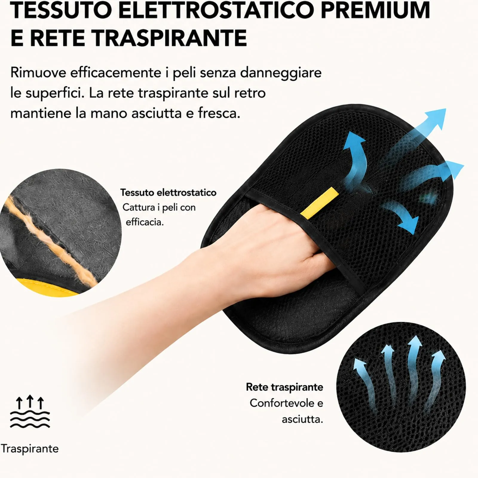 Skimys Guanto Rimuove Peli per Cani e Gatti, Riutilizzabile ed Ecologico per Vestiti e Divani (1 pz) - immagine 3