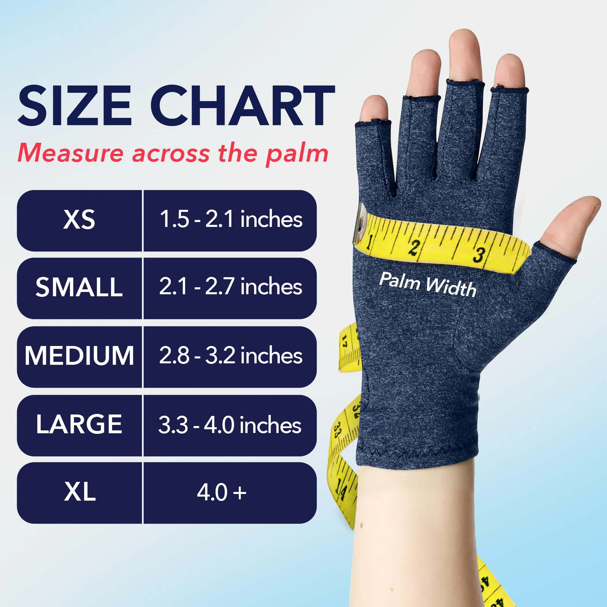 Dr. Arthritis Guanti a Compressione per Artrosi e Tunnel Carpale, Senza Dita, Cotone, Blu Navy, Taglia M, 1 Paio - immagine 2