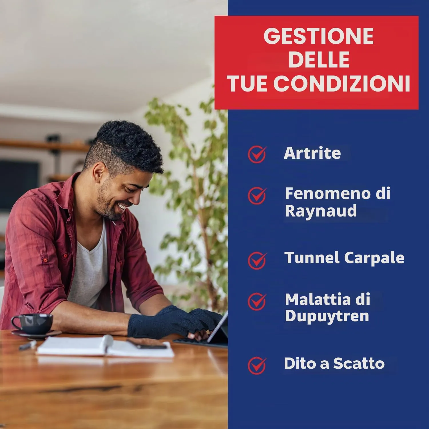 Dr. Arthritis Guanti a Compressione per Artrosi e Tunnel Carpale, Senza Dita, Cotone, Blu Navy, Taglia M, 1 Paio - immagine 6